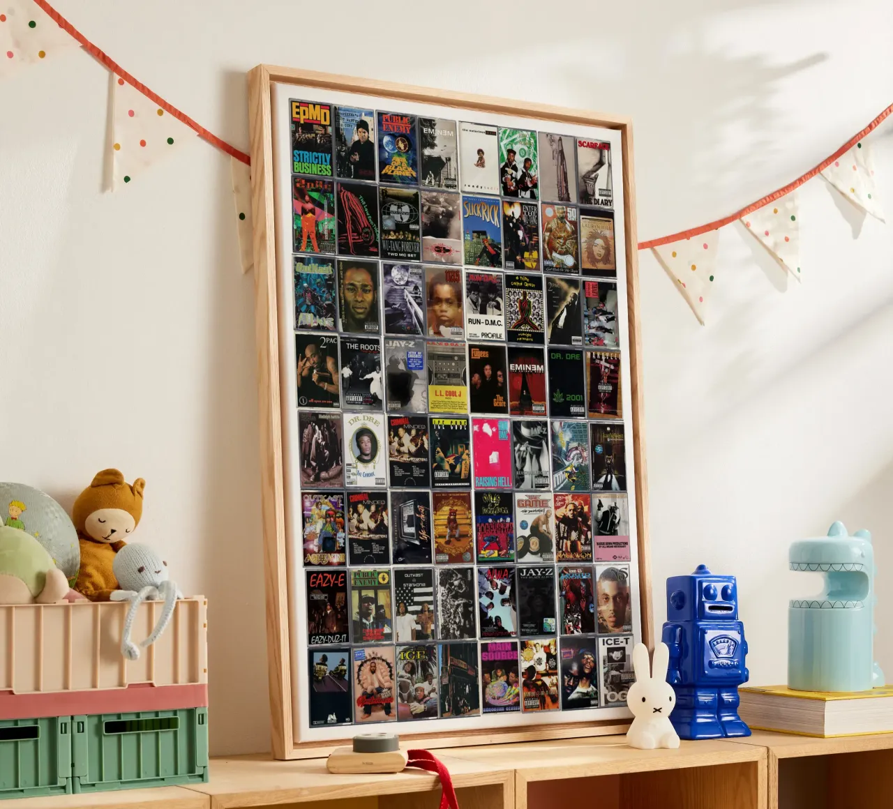 I più grandi album rap - Copertine di cassette d'epoca tela con Cornice a cassetta da MrMustardPrints