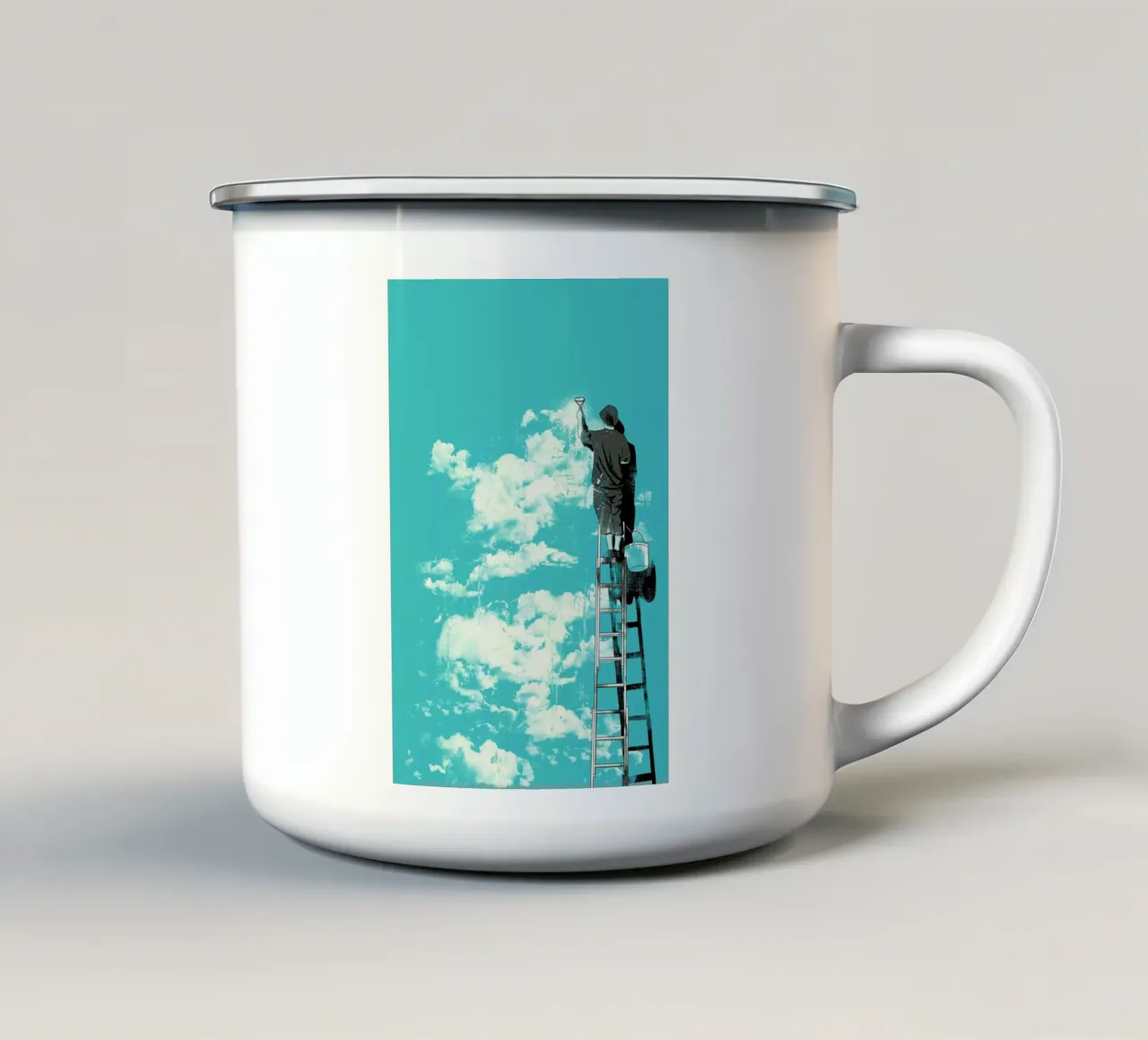 The Optimist Emaille Tasse von Matheus Lopes Castro