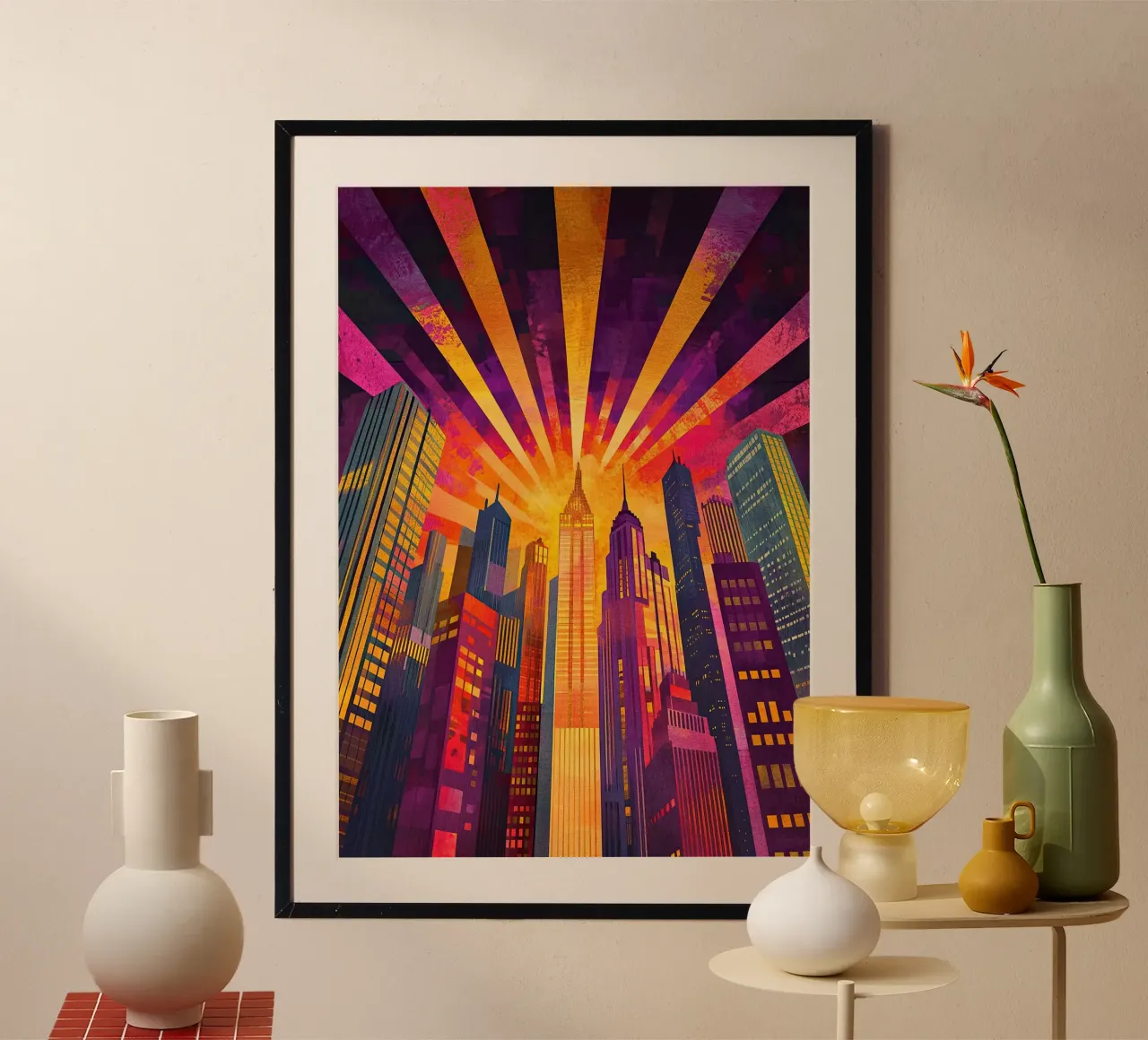 Echi dell'età del jazz poster con telaio in plastica da Nikis Art Studio