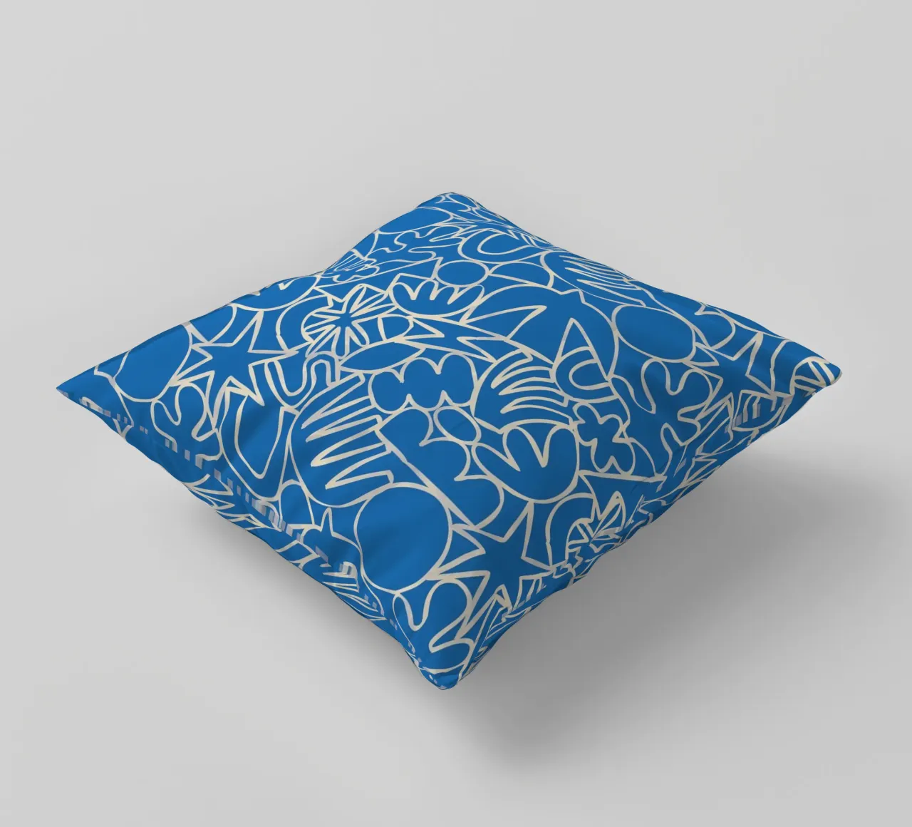 Dancing Shapes (Blue) cuscino da treechild