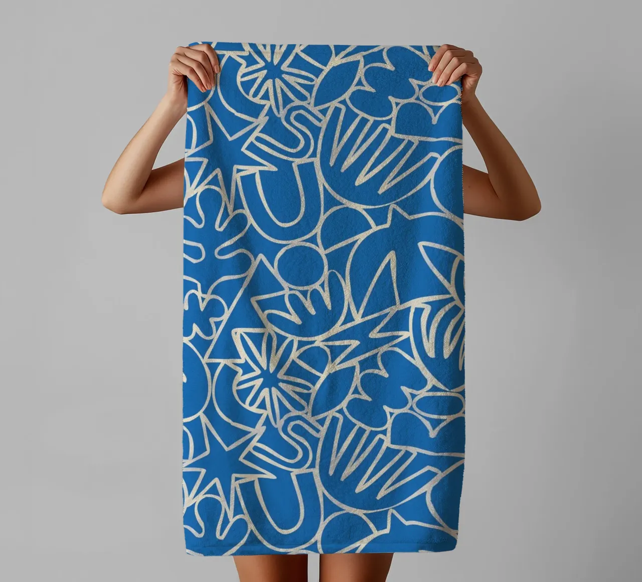 Dancing Shapes (Blue) asciugamano da bagno da treechild