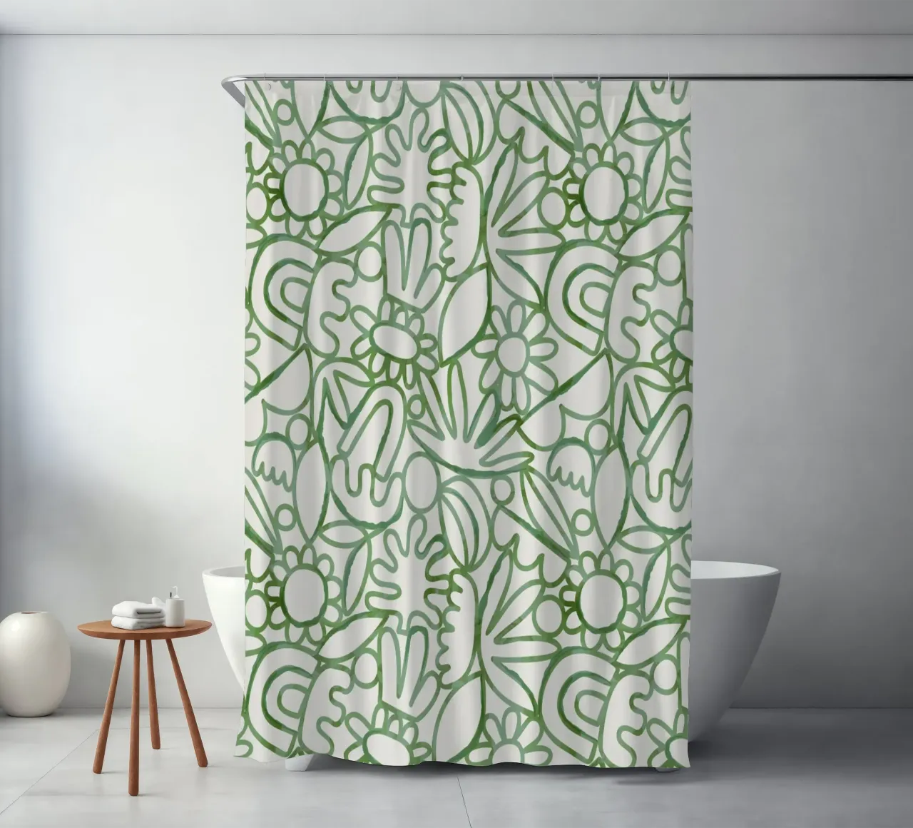 Dancing Shapes (Green) tenda da doccia da treechild