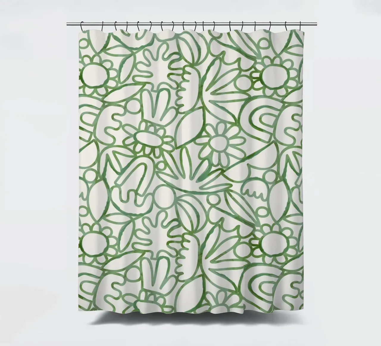 Dancing Shapes (Green) tenda da doccia da treechild