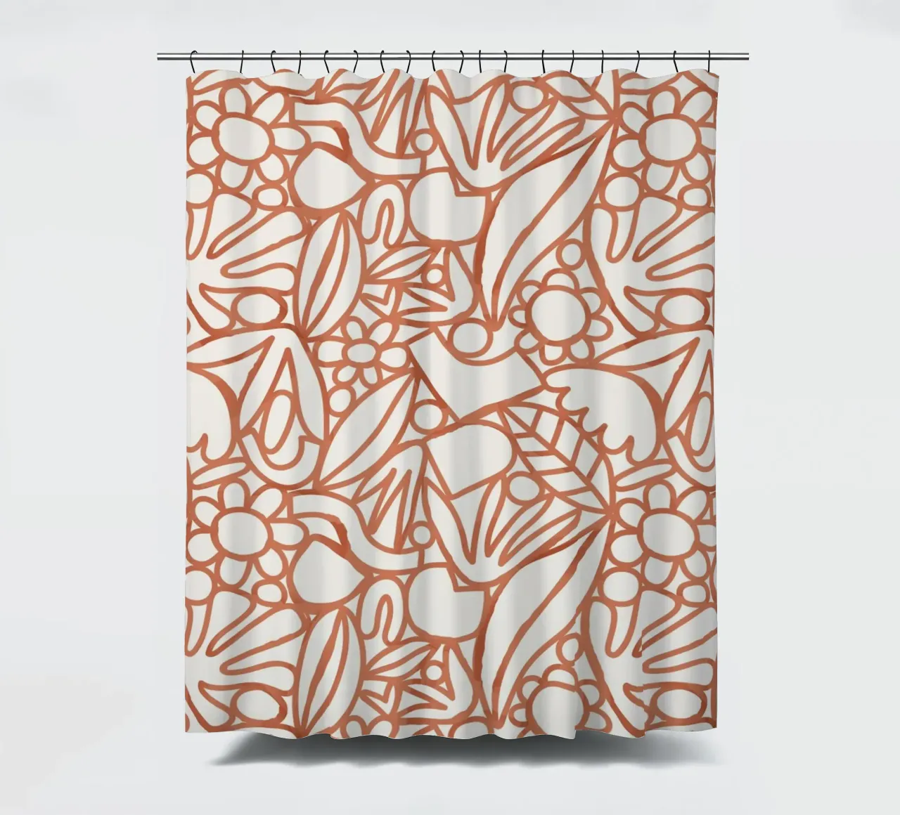 Dancing Shapes (Sienna) shower curtain by treechild