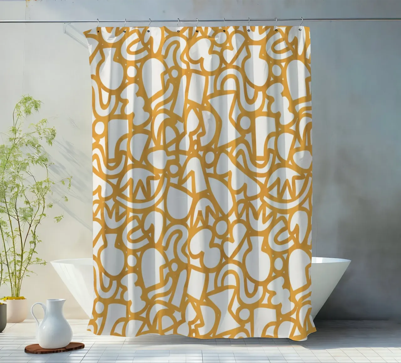 Dancing Shapes (Yellow) tenda da doccia da treechild