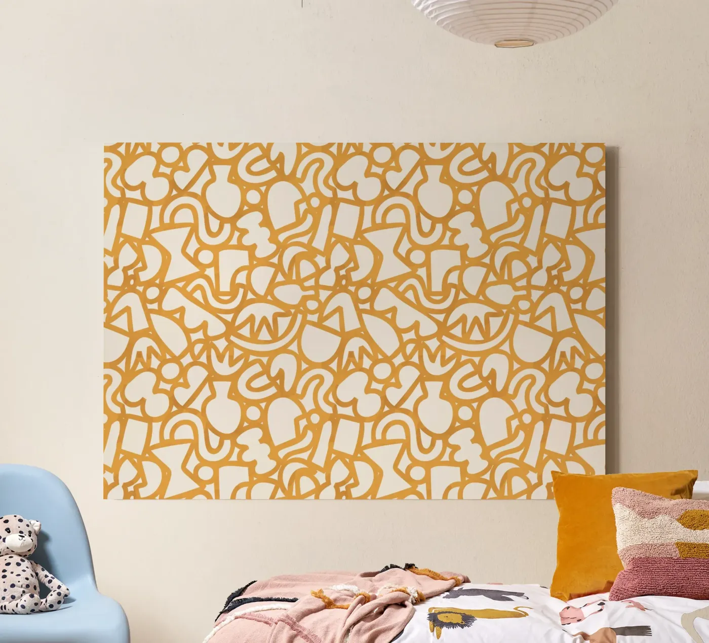 Dancing Shapes (Yellow) tela da treechild