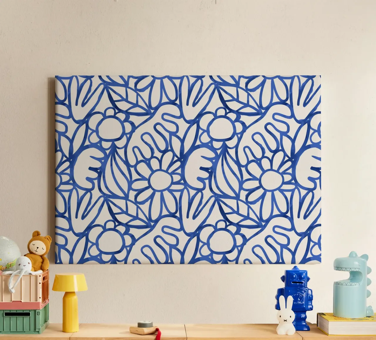 Dancing Shapes No 2 (Blue) canvas by treechild
