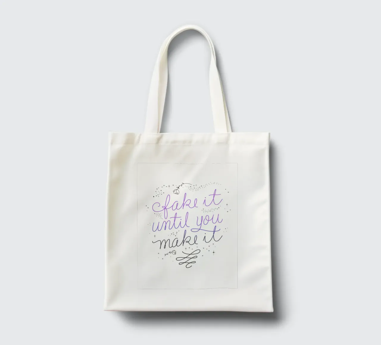 Fake it until you make it borsa in juta da anisillustration