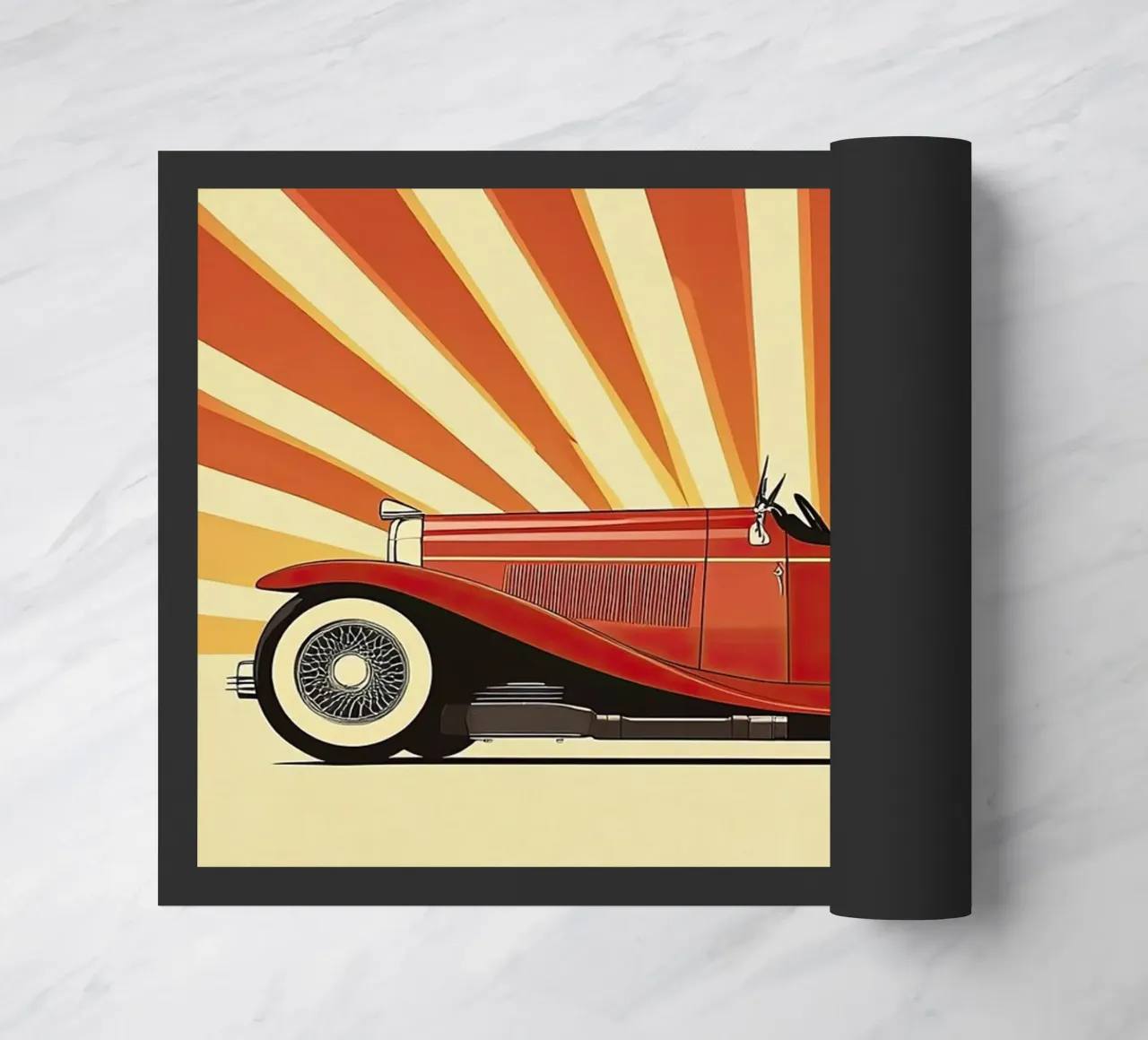 Art Deco Oldtimer Auto doormat by Nikis Art Studio