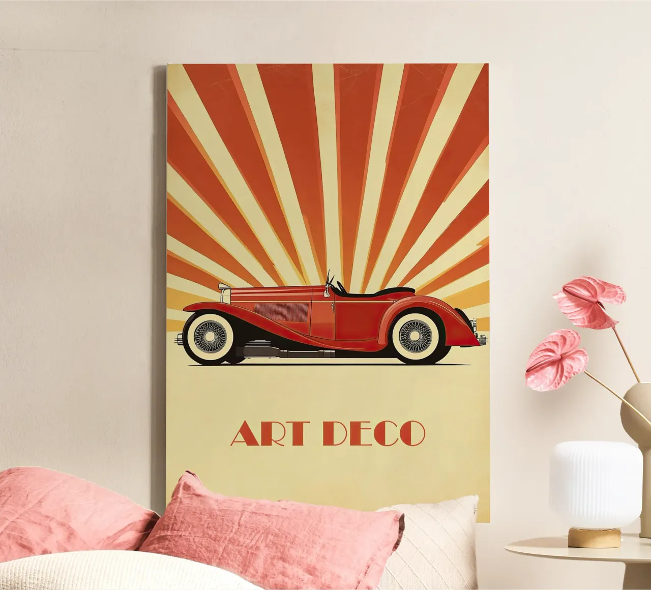 Art Deco Oldtimer Auto tela con Cornice a cassetta da Nikis Art Studio