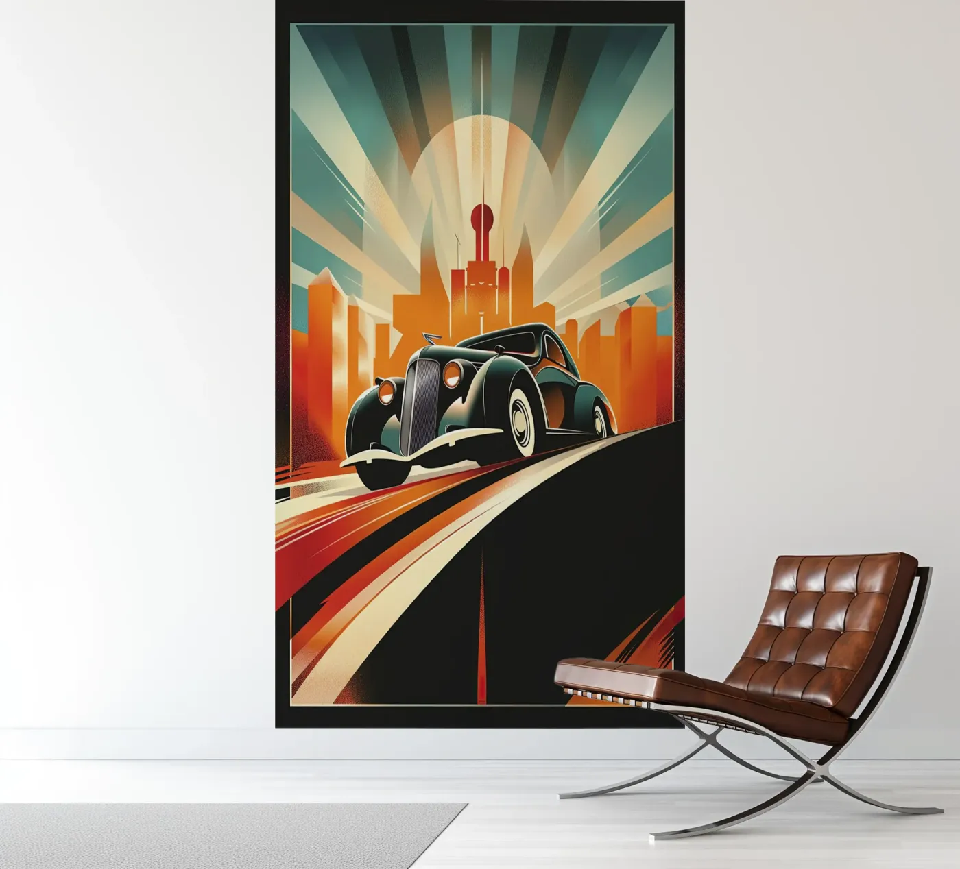 Art Deco Oldtimer Auto fotobehang van Nikis Art Studio