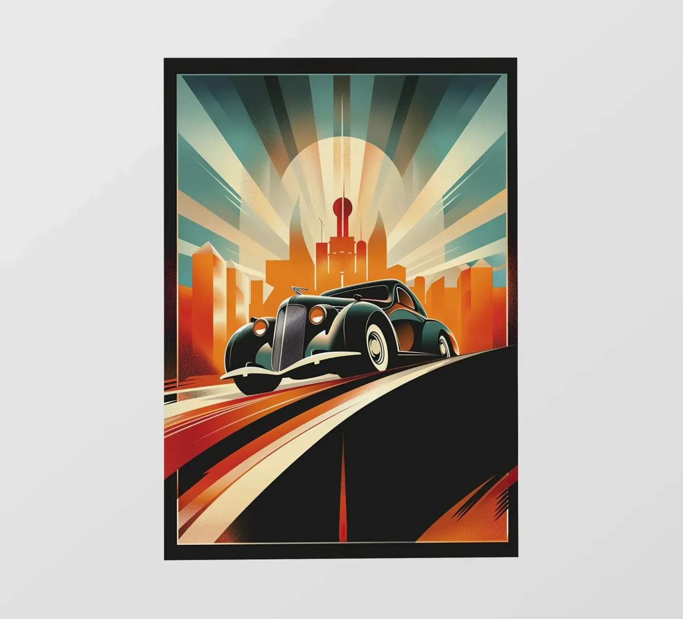 Art Deco Oldtimer Auto fotobehang van Nikis Art Studio