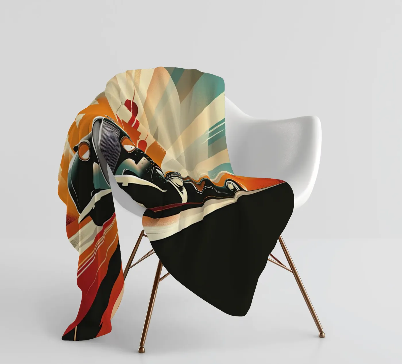 Art Deco Oldtimer Auto fleecedeken van Nikis Art Studio