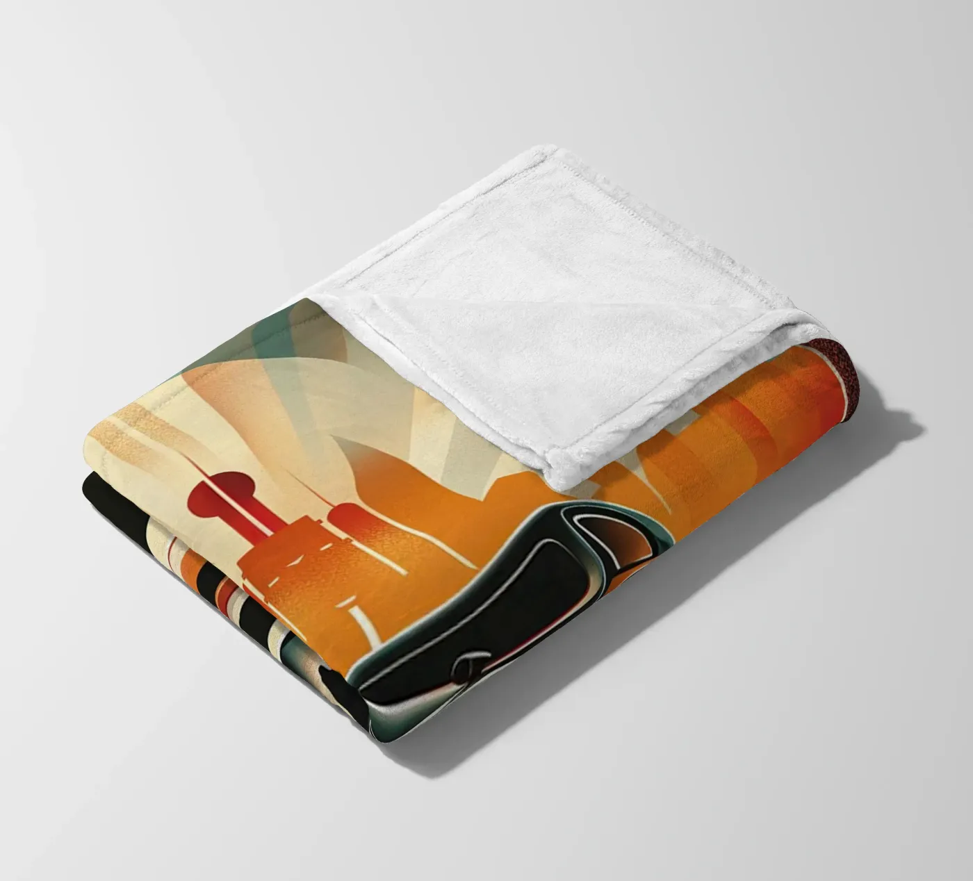 Art Deco Oldtimer Auto Fleecedecke von Nikis Art Studio