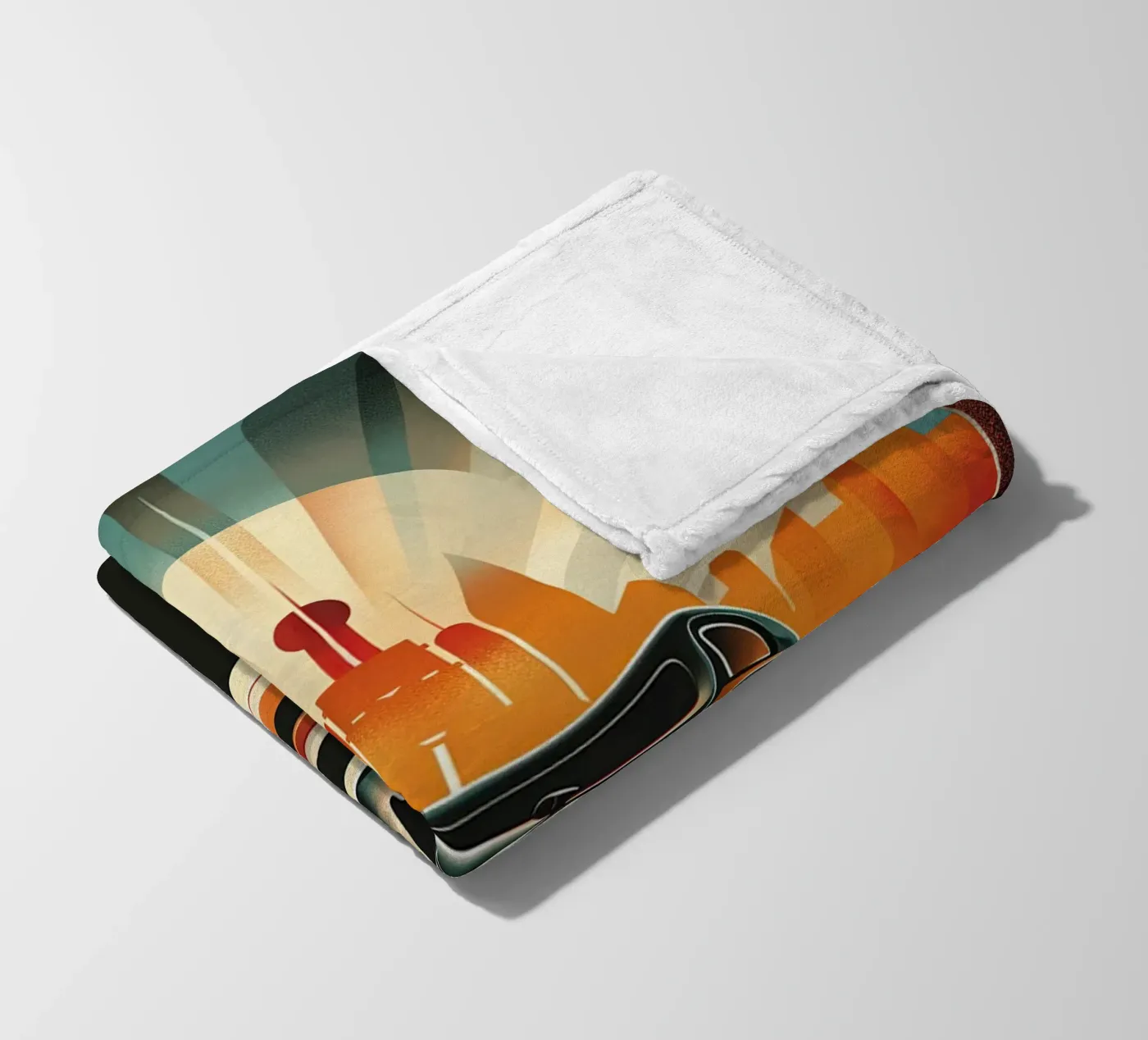 Art Deco Oldtimer Auto Fleecedecke von Nikis Art Studio