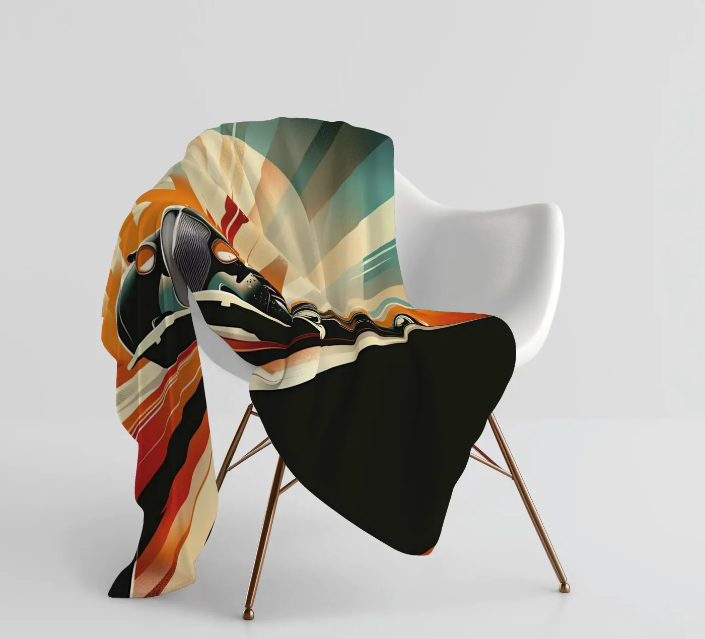 Art Deco Oldtimer Auto fleecedeken van Nikis Art Studio