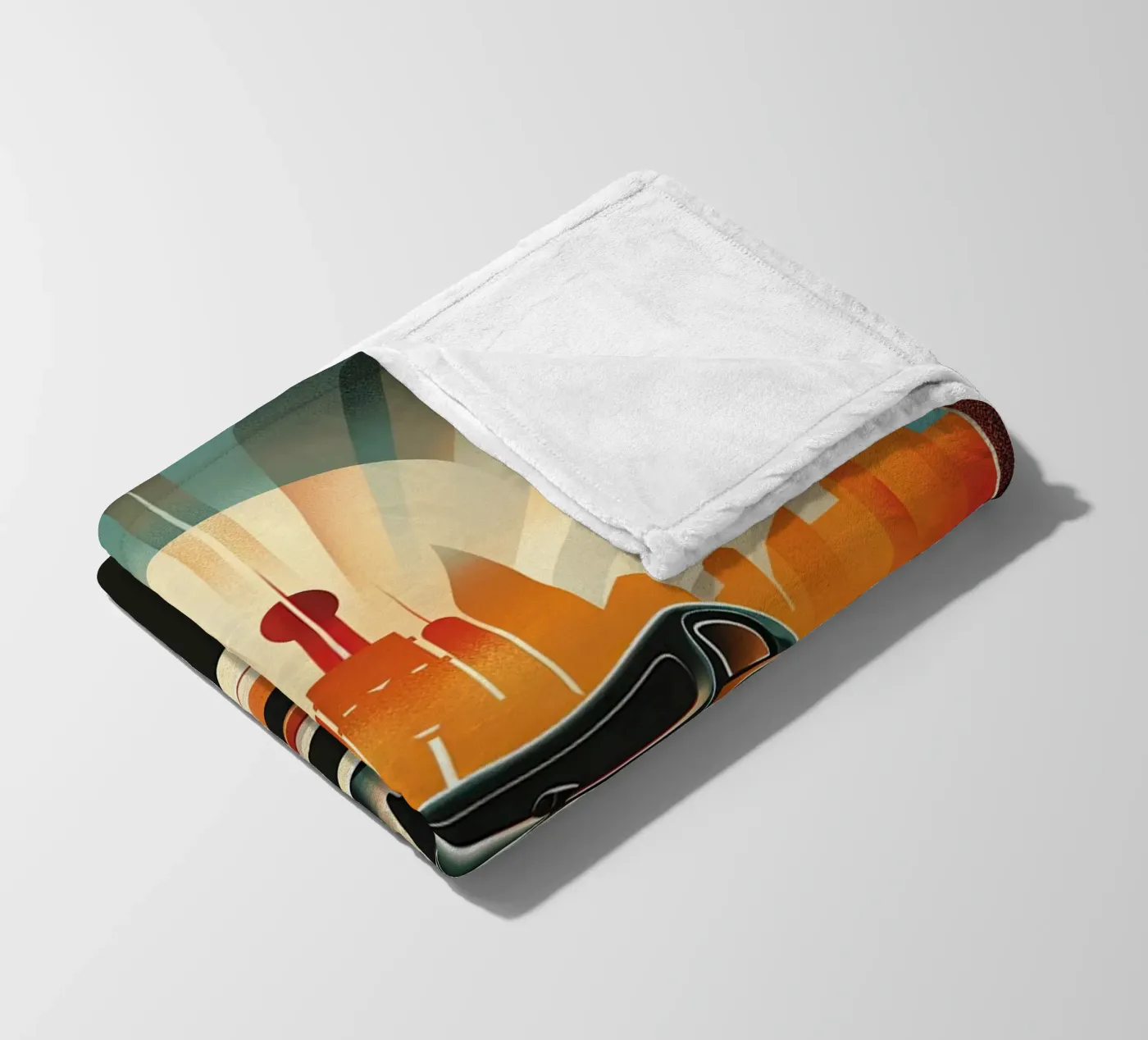 Art Deco Oldtimer Auto Fleecedecke von Nikis Art Studio