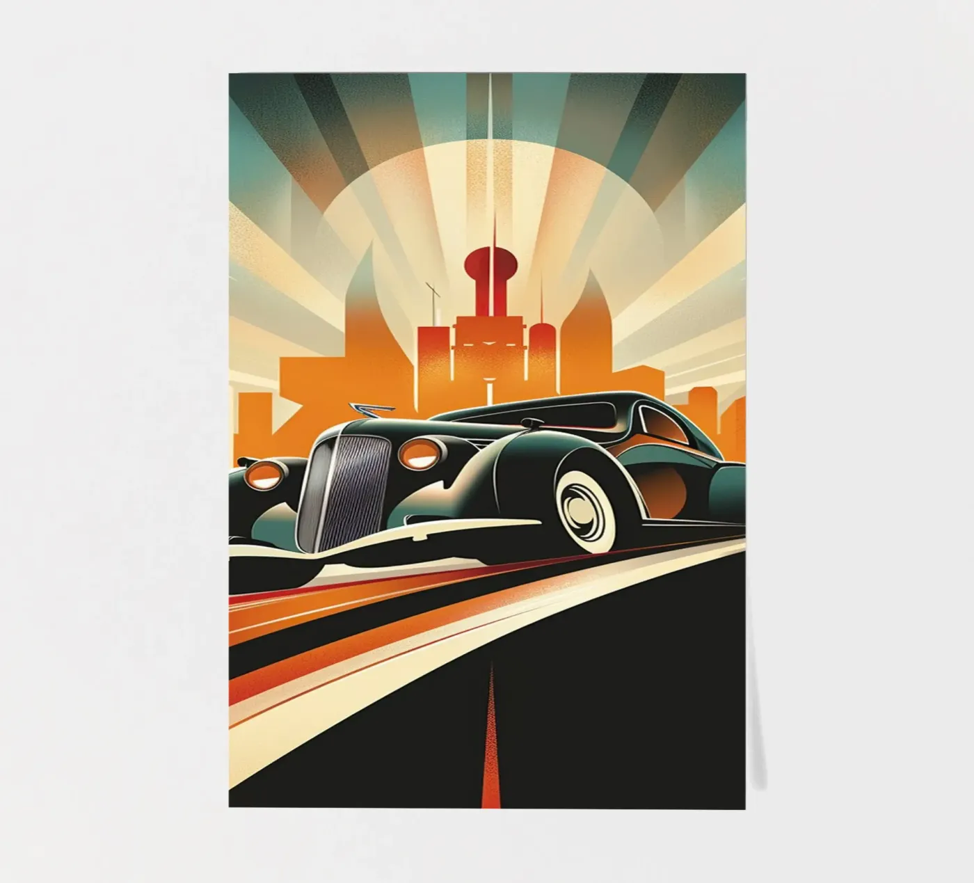 Art Deco Oldtimer Auto sticker sheet by Nikis Art Studio