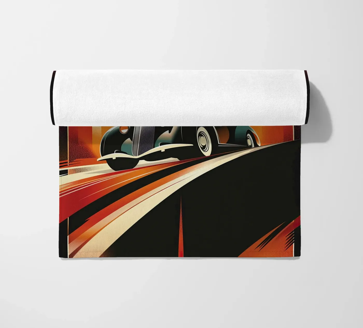 Art Deco Oldtimer Auto beach towel by Nikis Art Studio