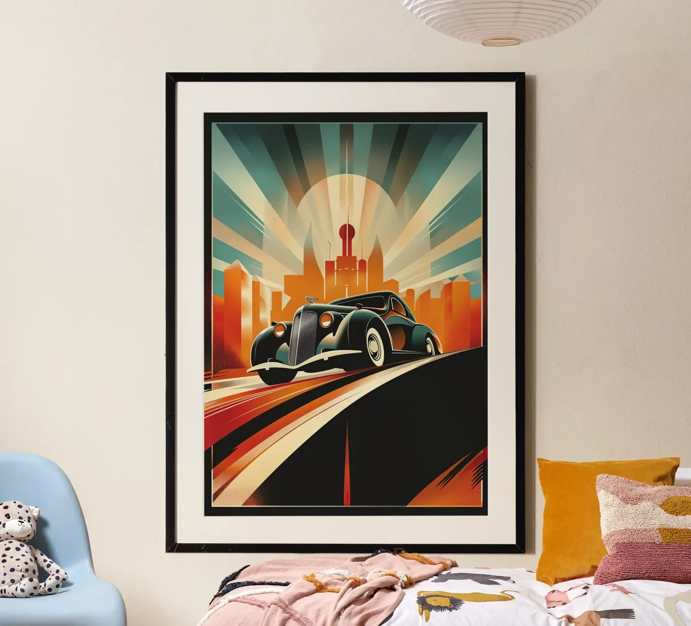 Art Deco Oldtimer Auto Poster von Nikis Art Studio