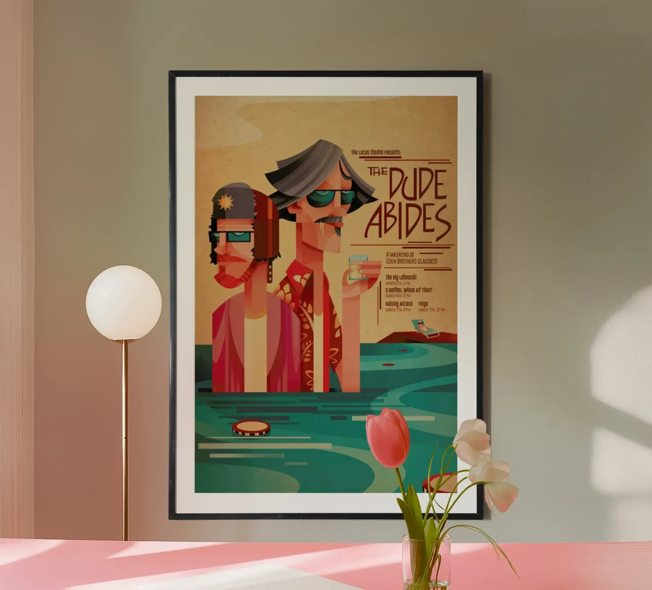 The Dude Abides poster con telaio in plastica da Sean Loose