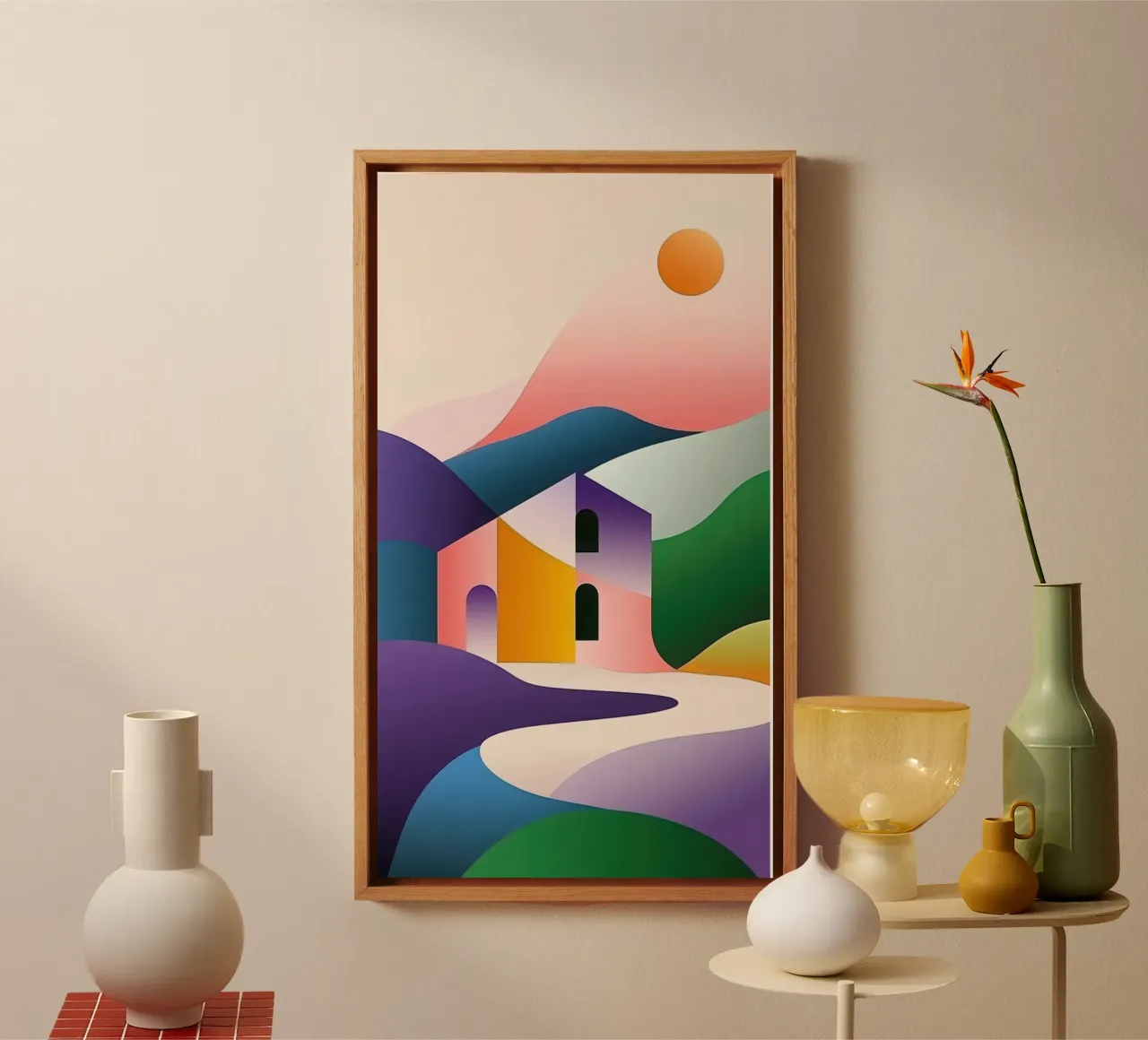 Paesaggio modulare tela con Cornice a cassetta da Geometric
