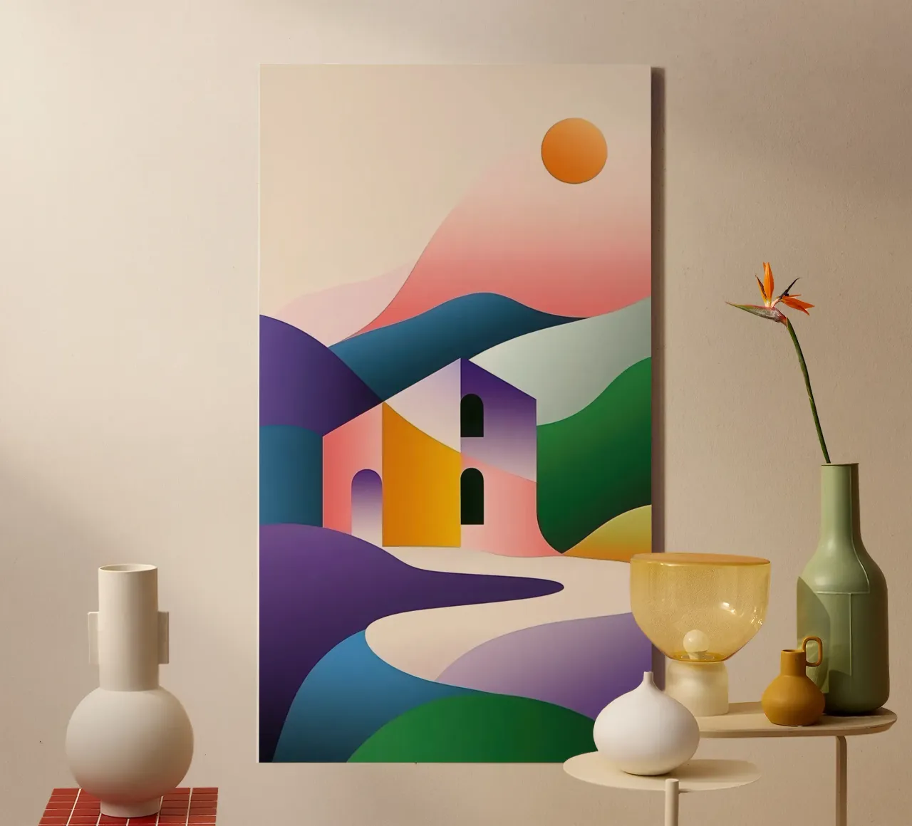 Paesaggio modulare tela con Cornice a cassetta da Geometric