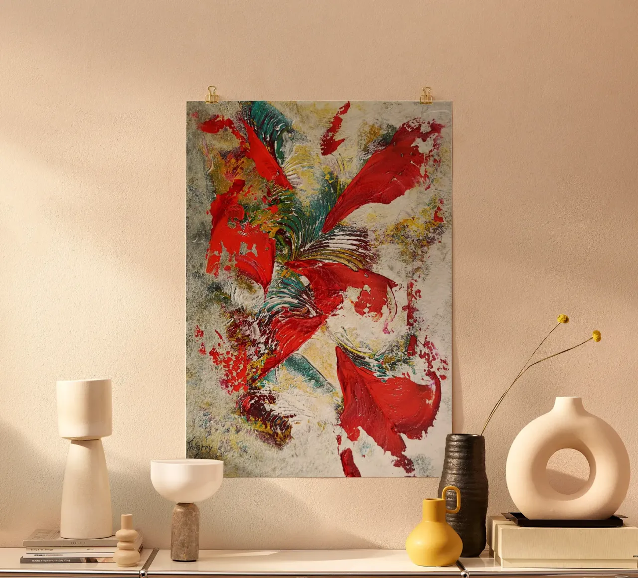 IDEAL GIFT 82 poster con telaio in legno da Thierry Vobmann Abstract painting