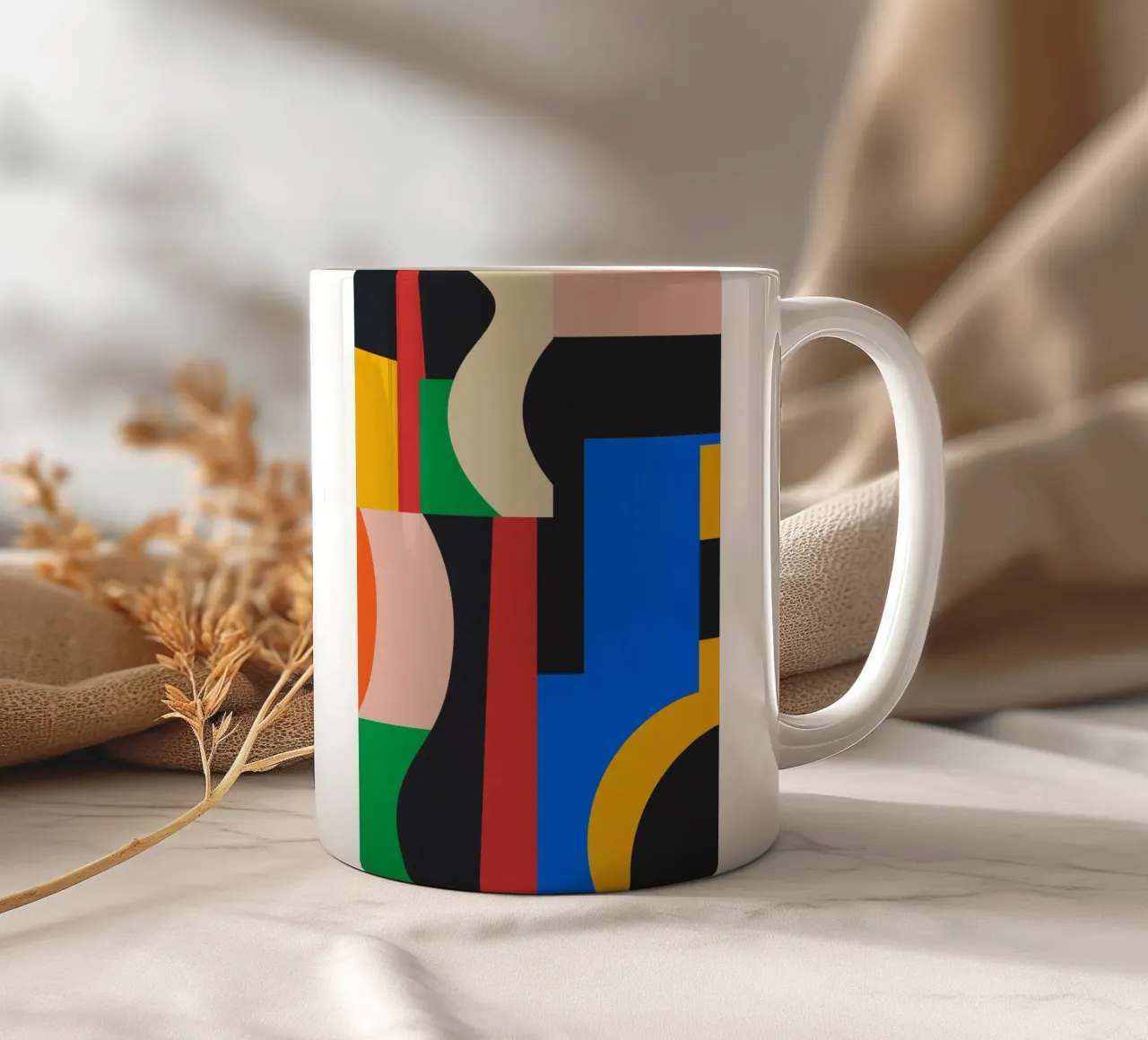 Kleurrijke geometrische abstracte kunst 11 keramische mok van Gaite