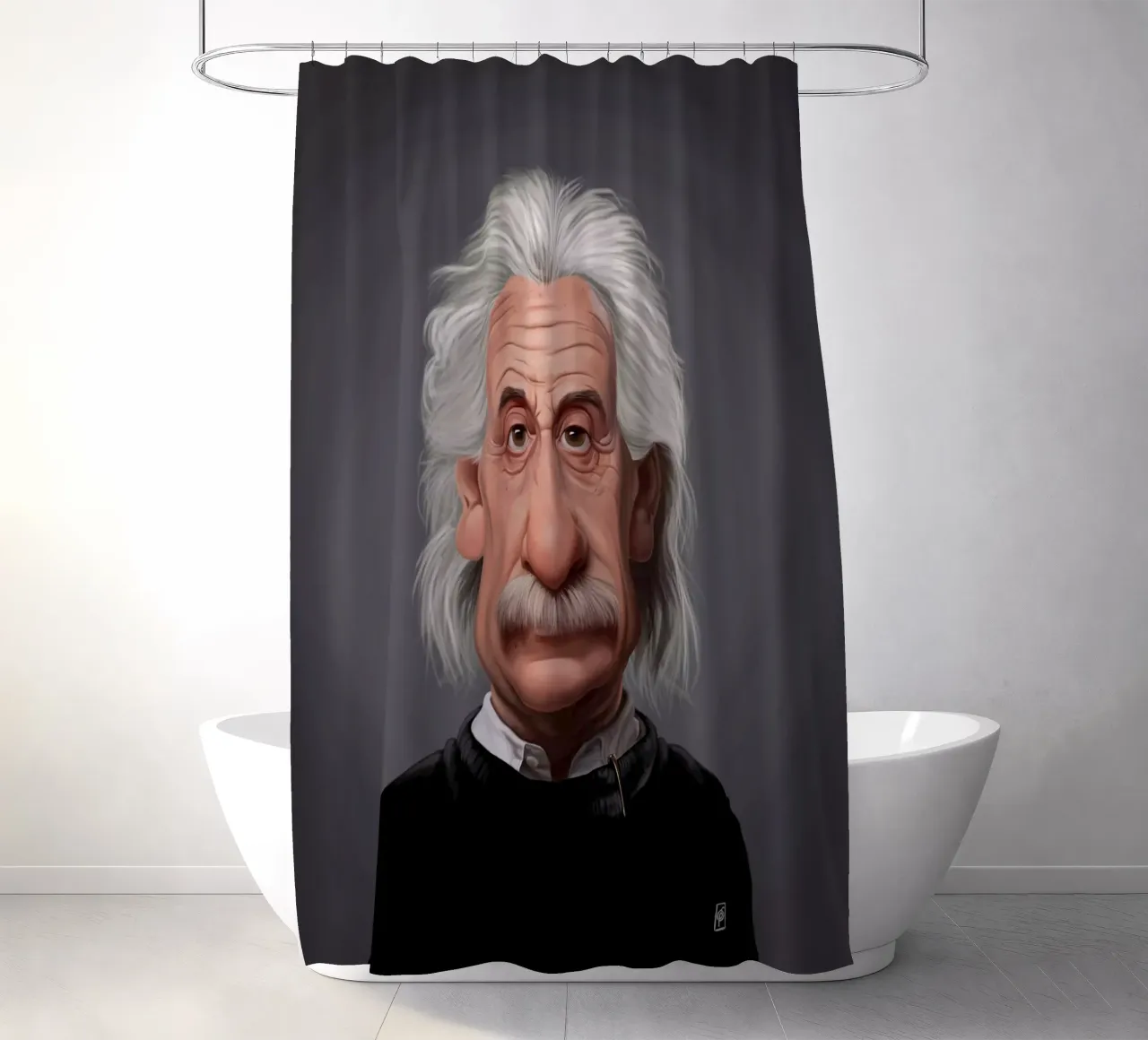 Albert Einstein rideau de douche de Rob Art | Illustration
