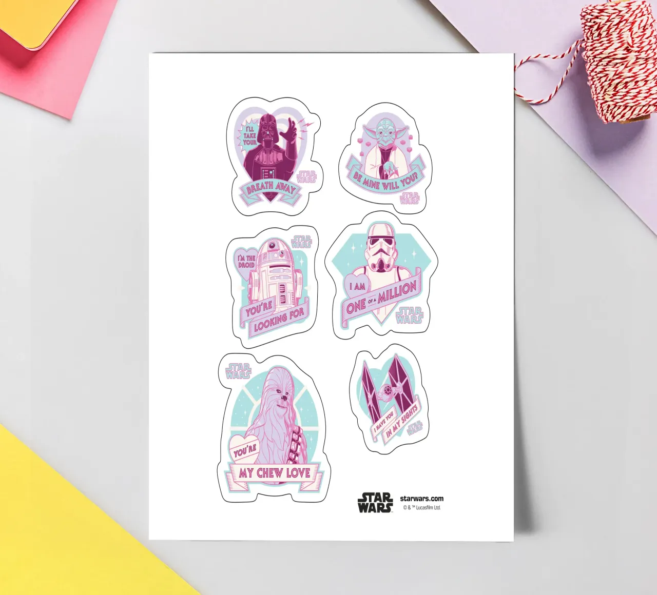 Star Wars Valentine Stickerbogen von Star Wars - Sticker Shop