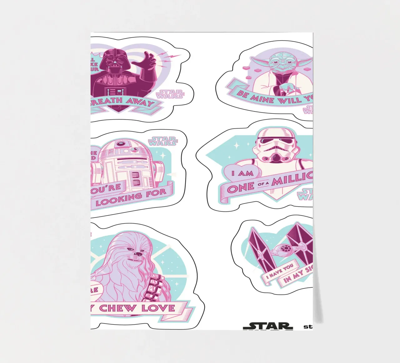 Star Wars Valentine Stickerbogen von Star Wars - Sticker Shop