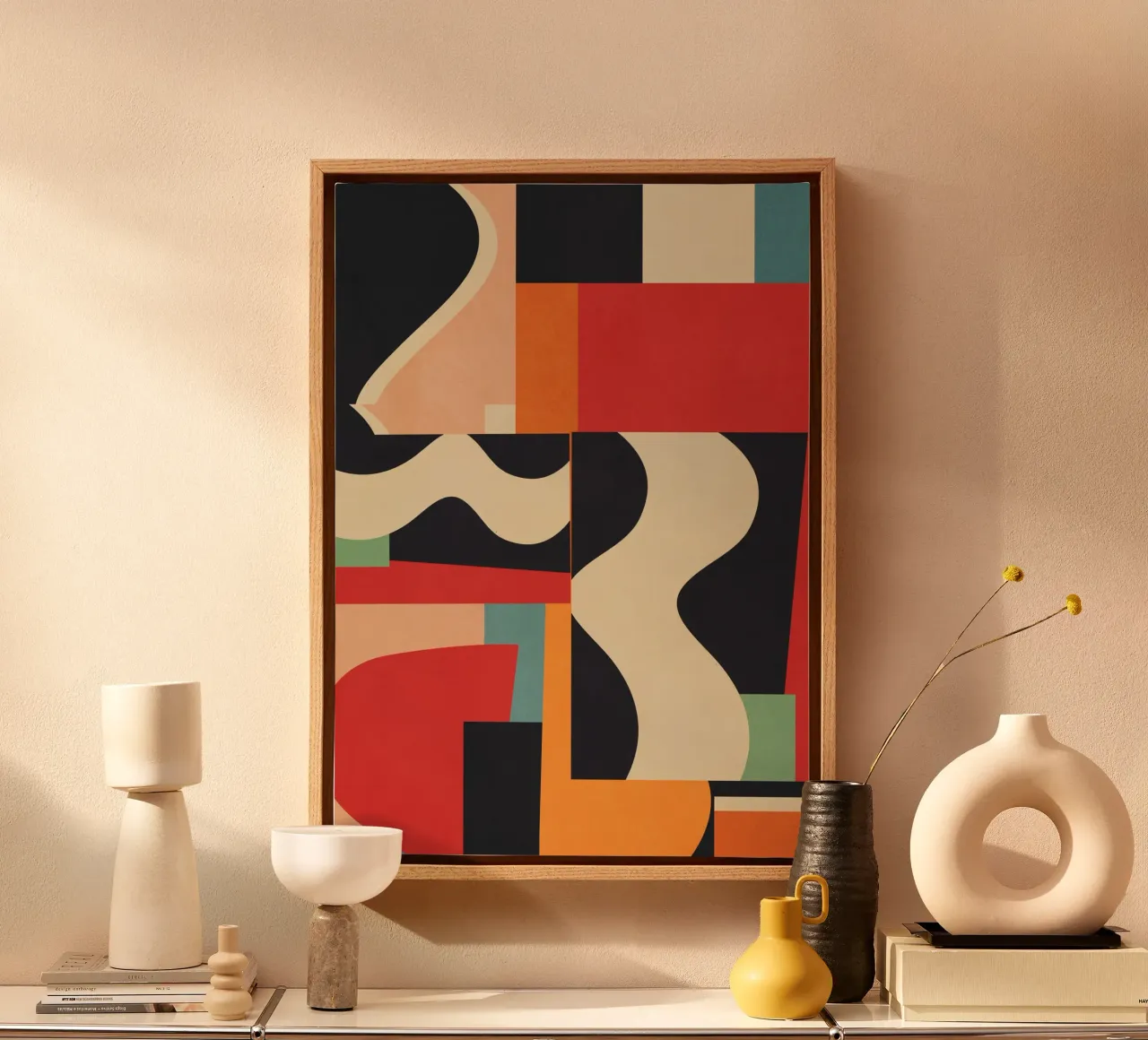 Kleurrijke geometrische abstracte kunst 8 canvas met Baklijst van Gaite