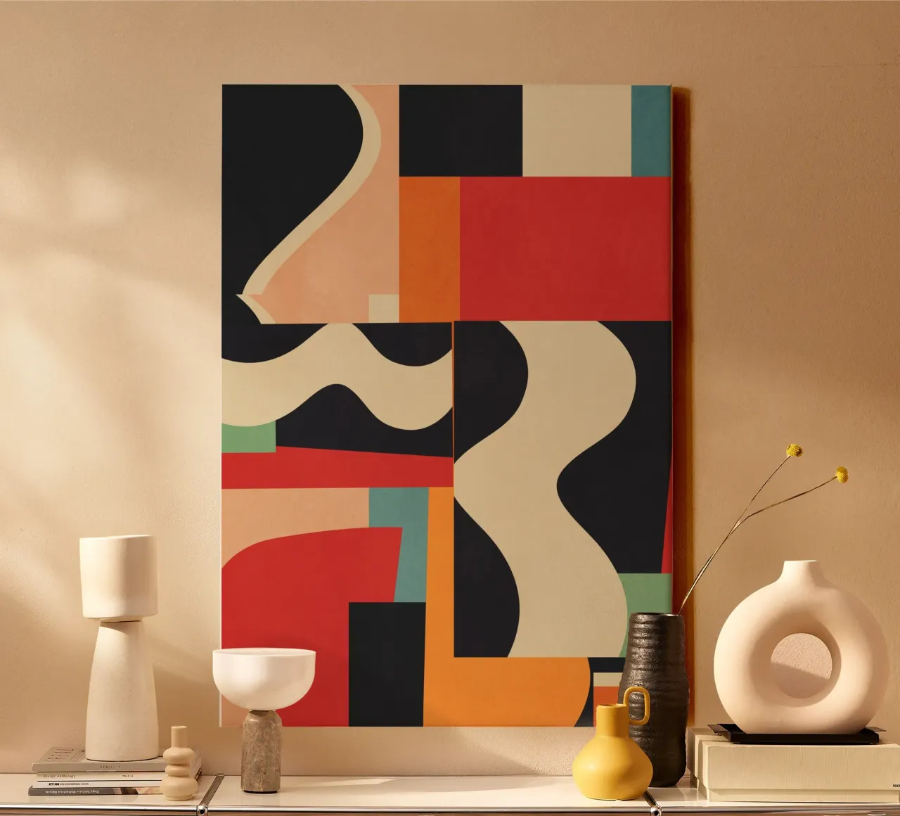 Kleurrijke geometrische abstracte kunst 8 canvas met Baklijst van Gaite