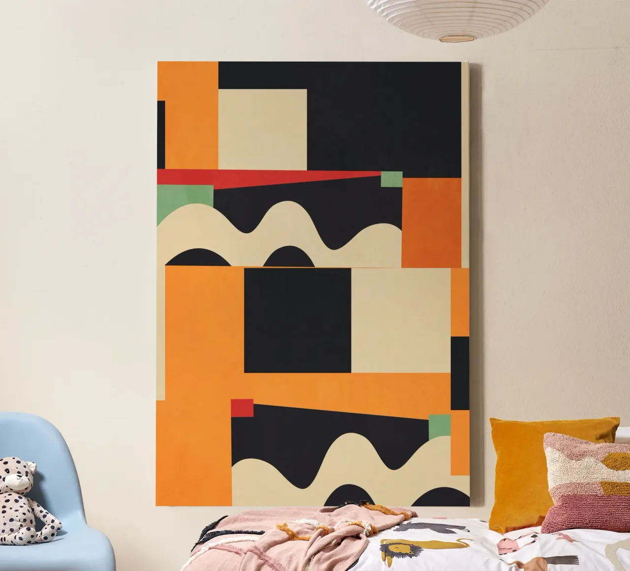 Kleurrijke geometrische abstracte kunst 6 canvas met Baklijst van Gaite