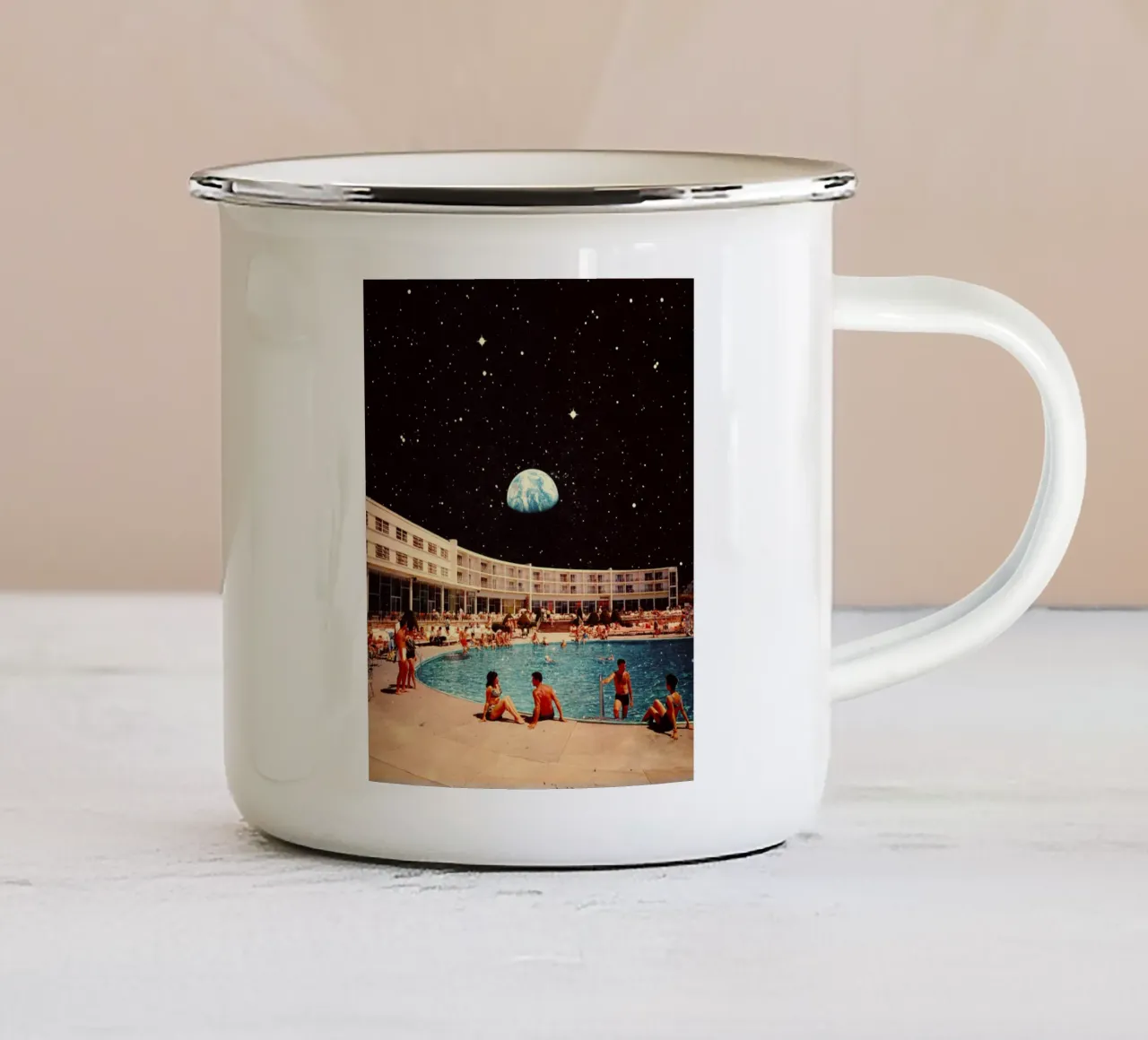 The Lunar Pool enamel mug by Taudalpoi