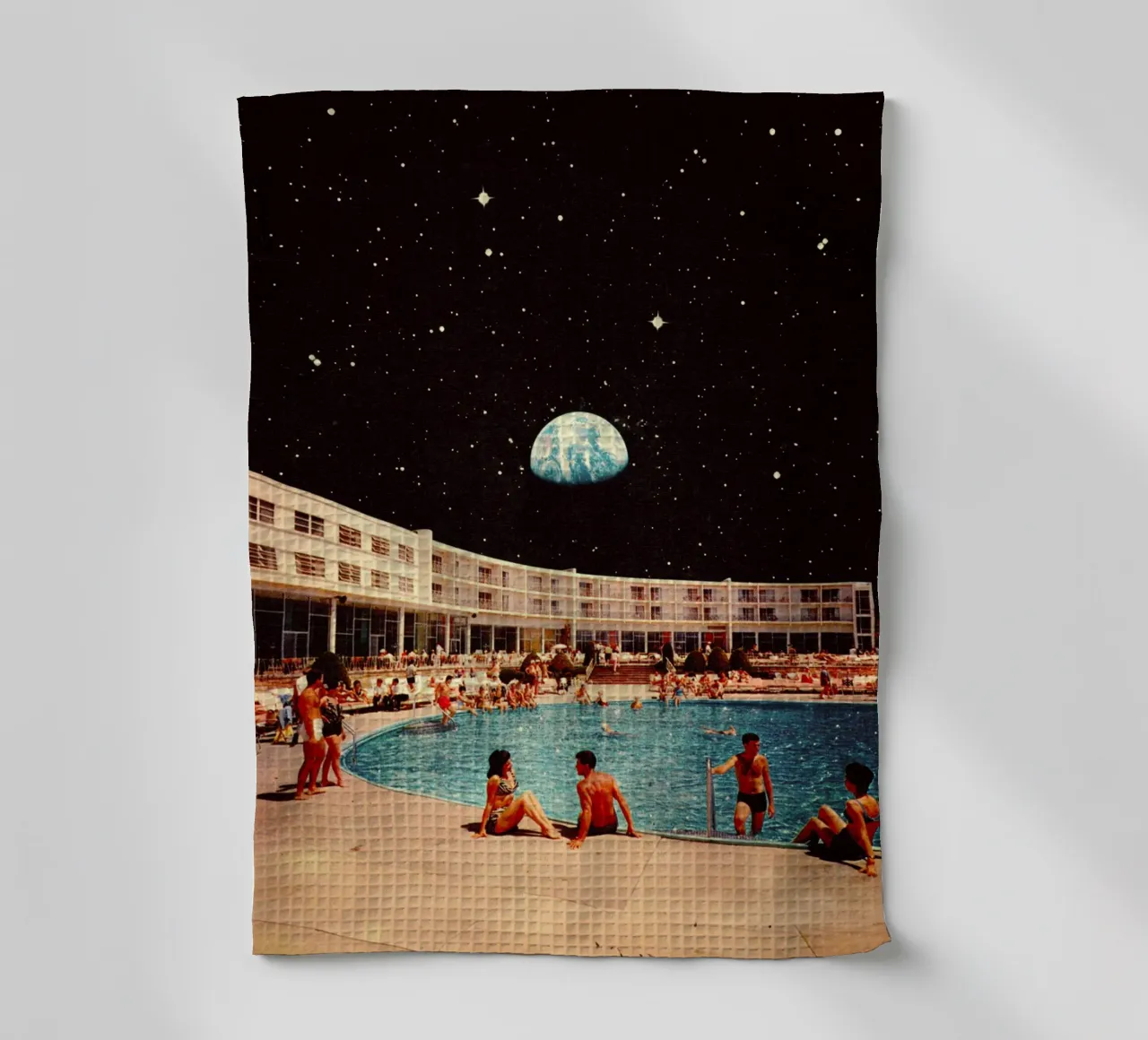 The Lunar Pool tea towel by Taudalpoi
