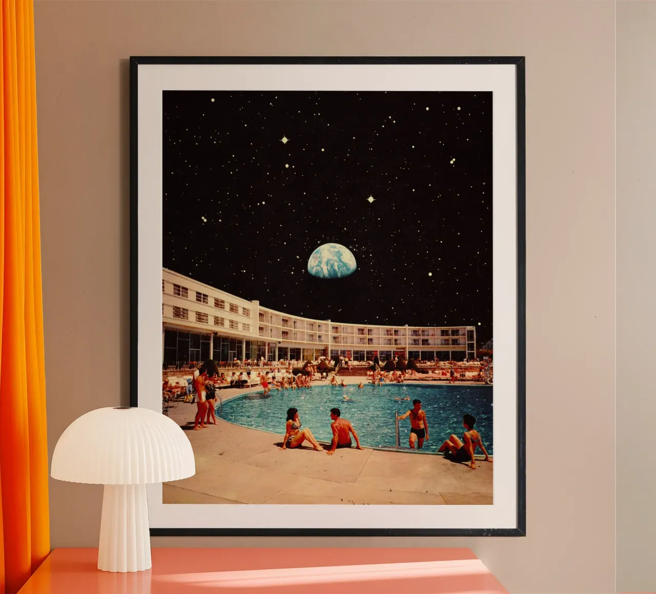 La piscina lunare poster con telaio in alluminio da Taudalpoi