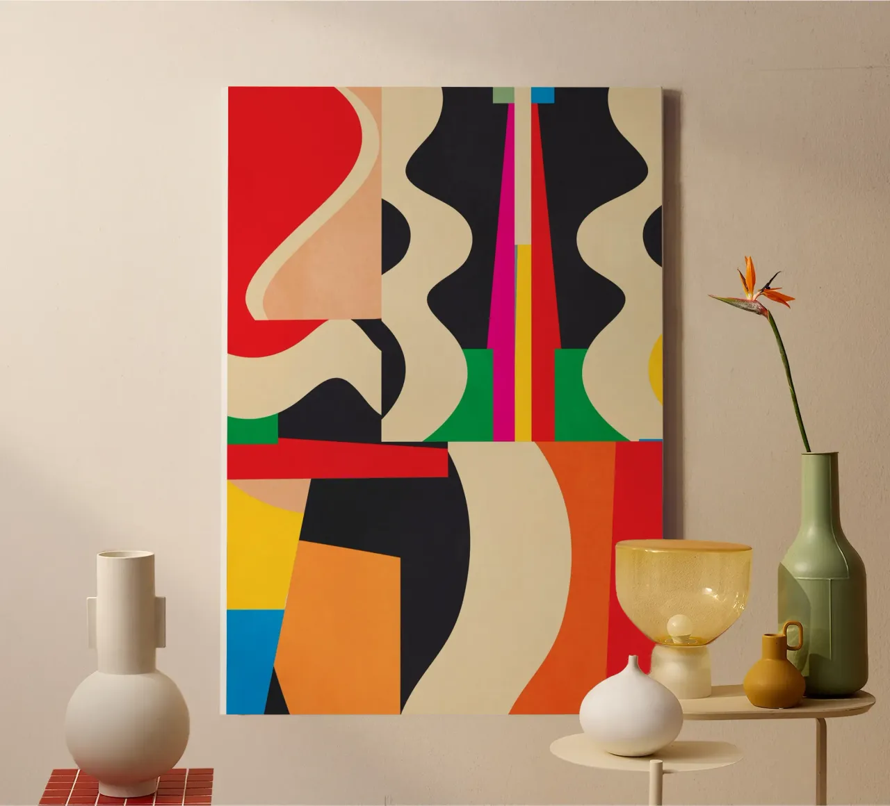 Art abstrait géométrique coloré toile avec Caisse américaine de Gaite