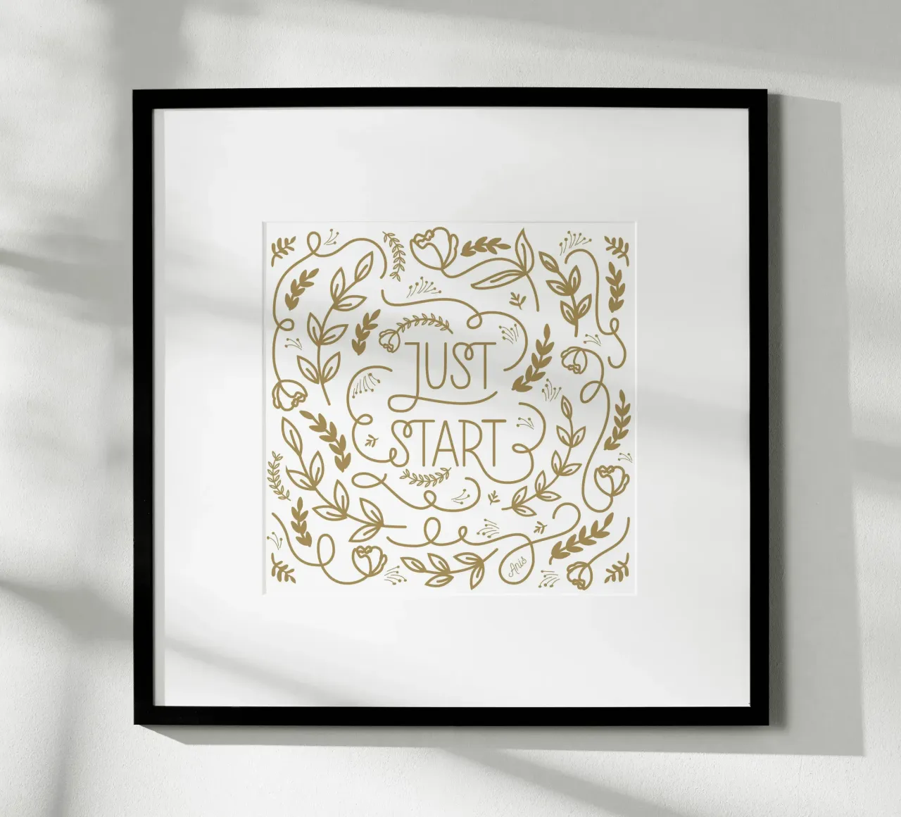 Just Start poster con telaio in alluminio da anisillustration