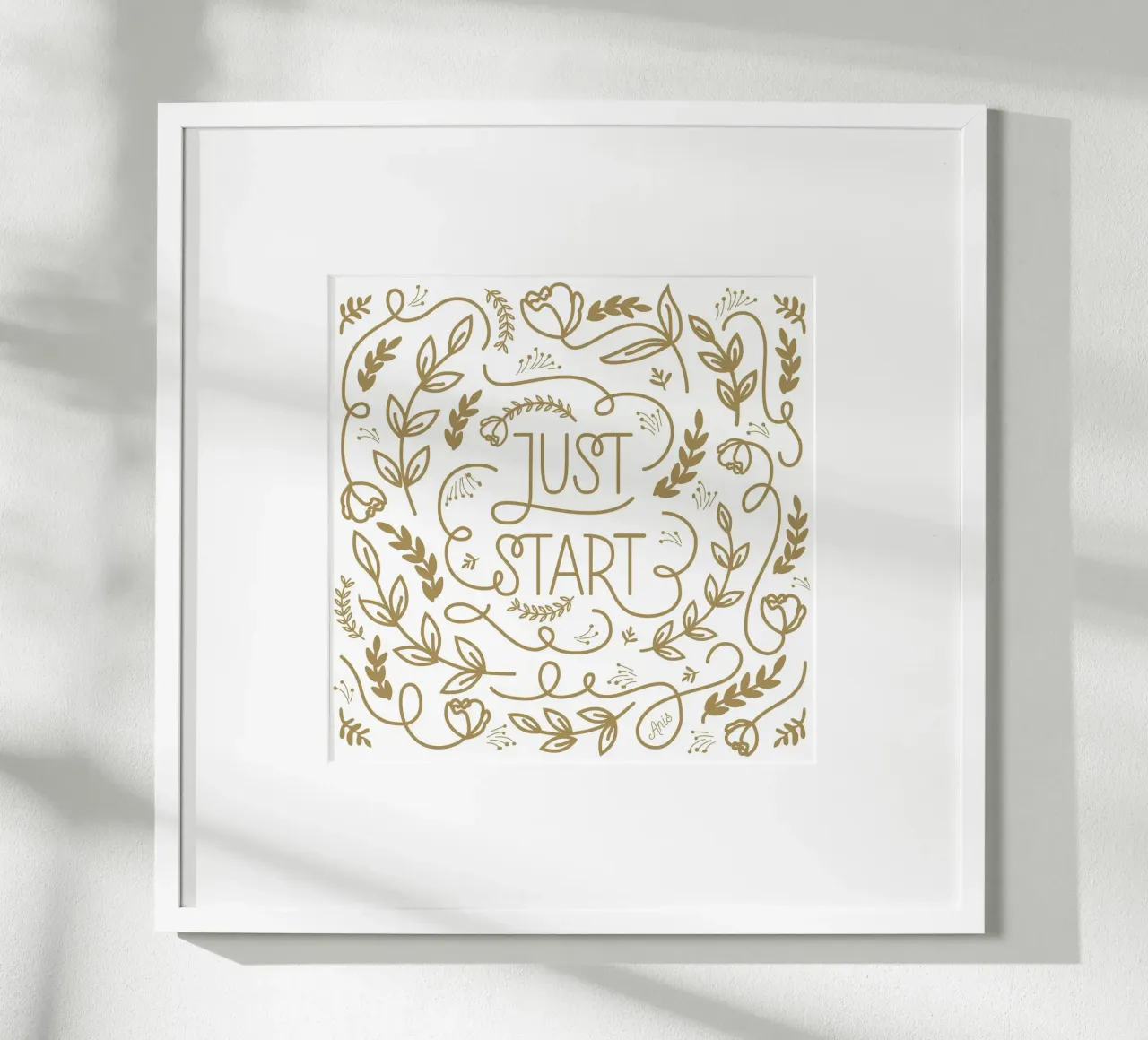 Just Start poster con telaio in alluminio da anisillustration