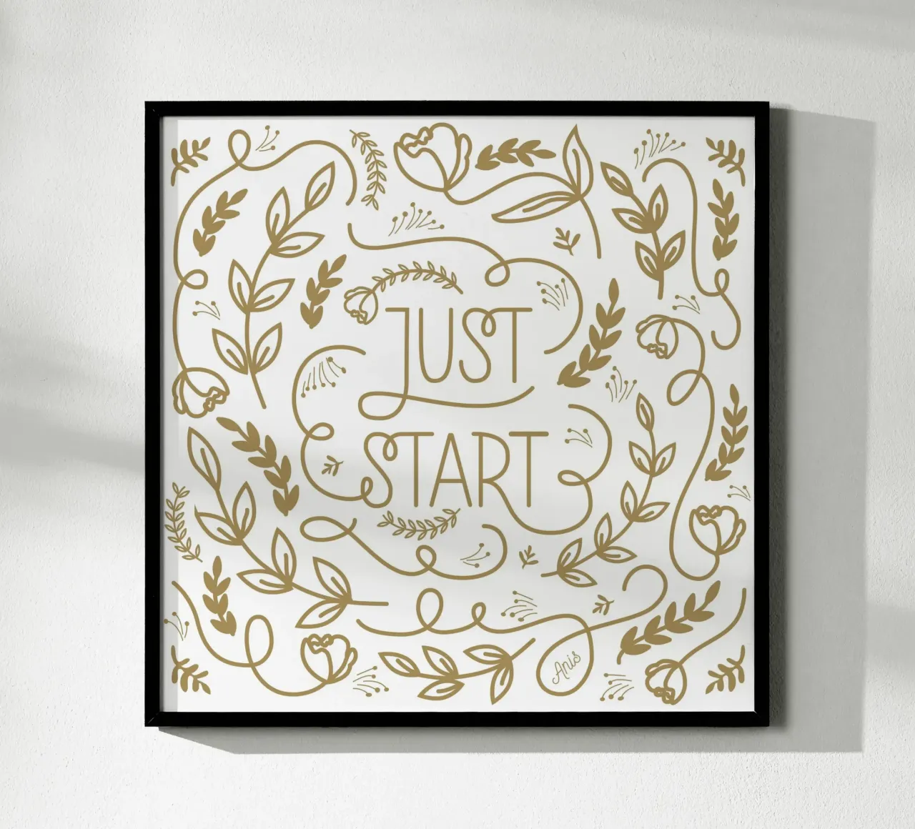 Just Start poster con telaio in alluminio da anisillustration