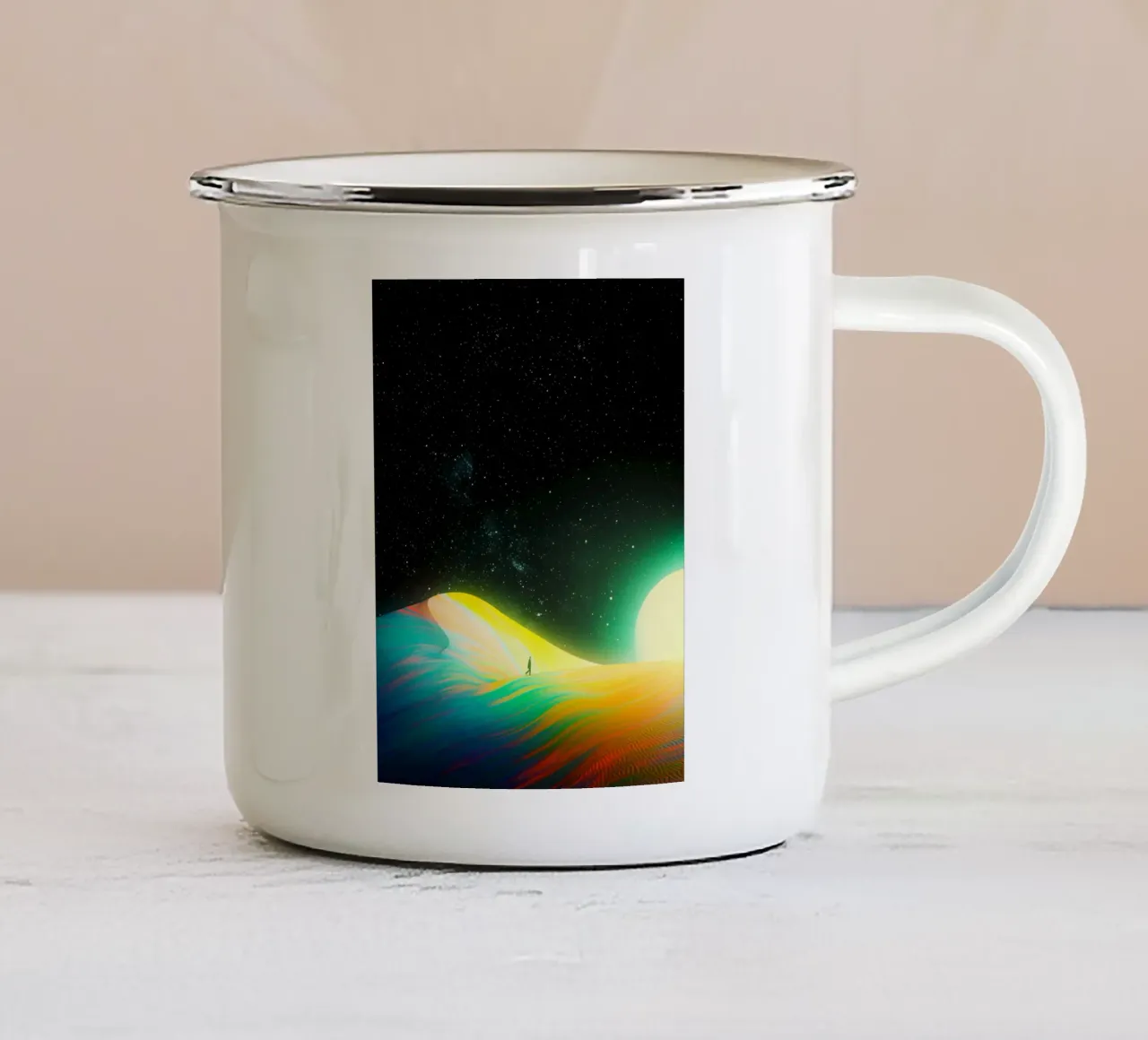 Dune arcobaleno nello spazio tazza in smalto da Taudalpoi