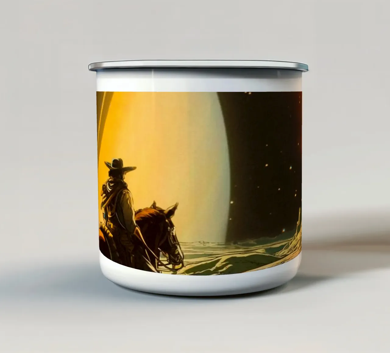 Cowboy cosmico tazza in smalto da Taudalpoi