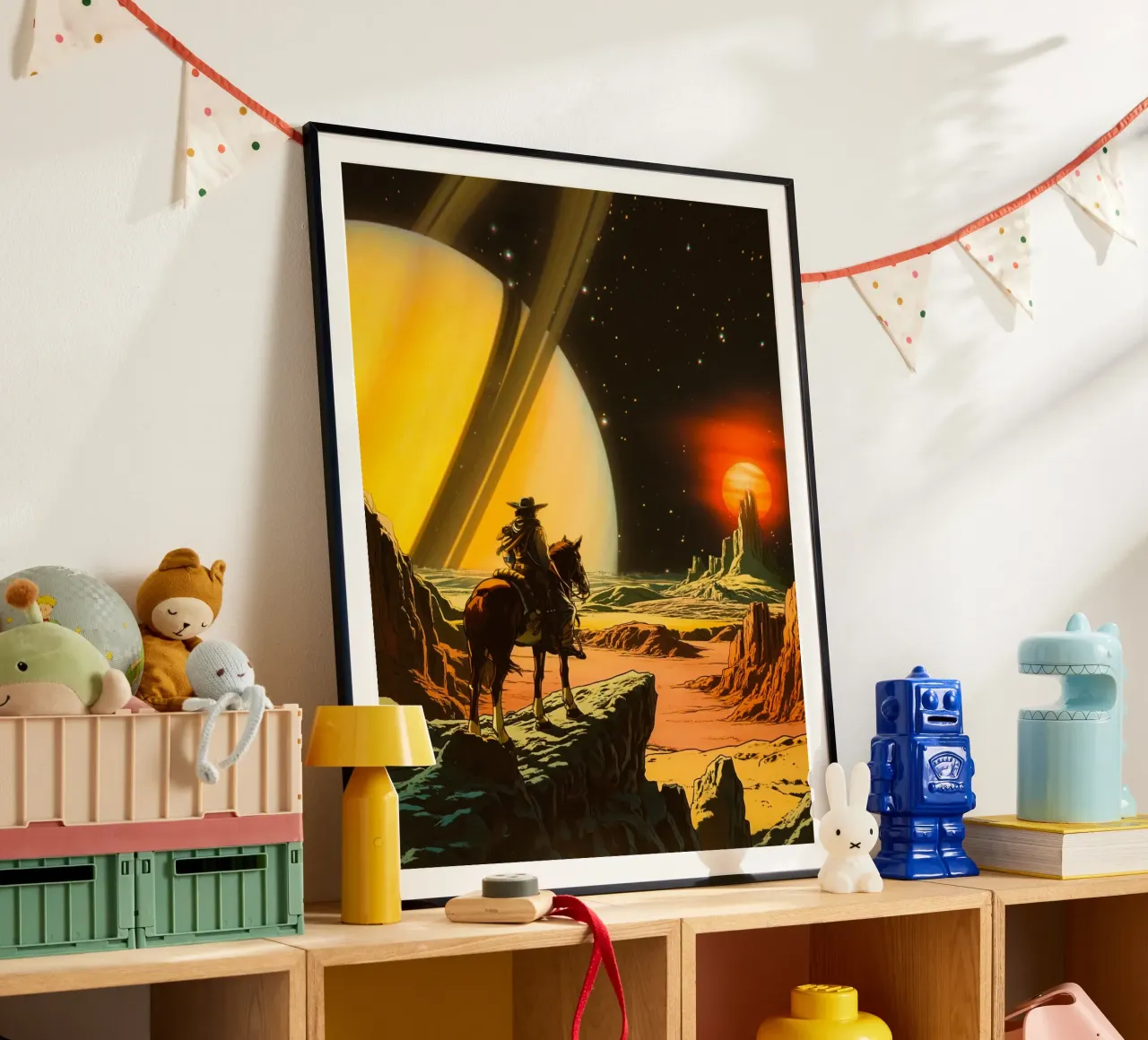 Cowboy cosmico poster con telaio in legno da Taudalpoi