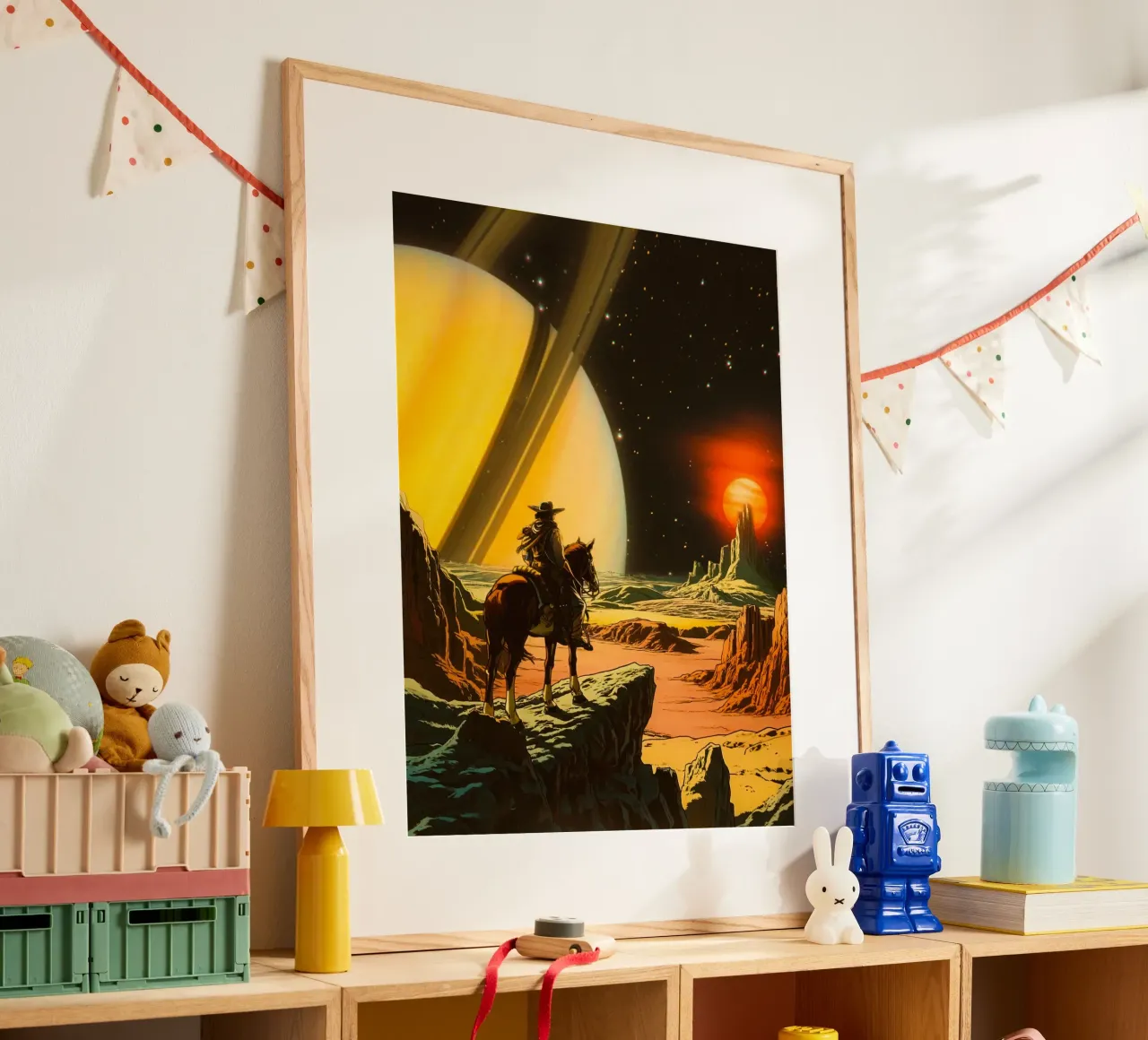 Cowboy cosmico poster con telaio in legno da Taudalpoi