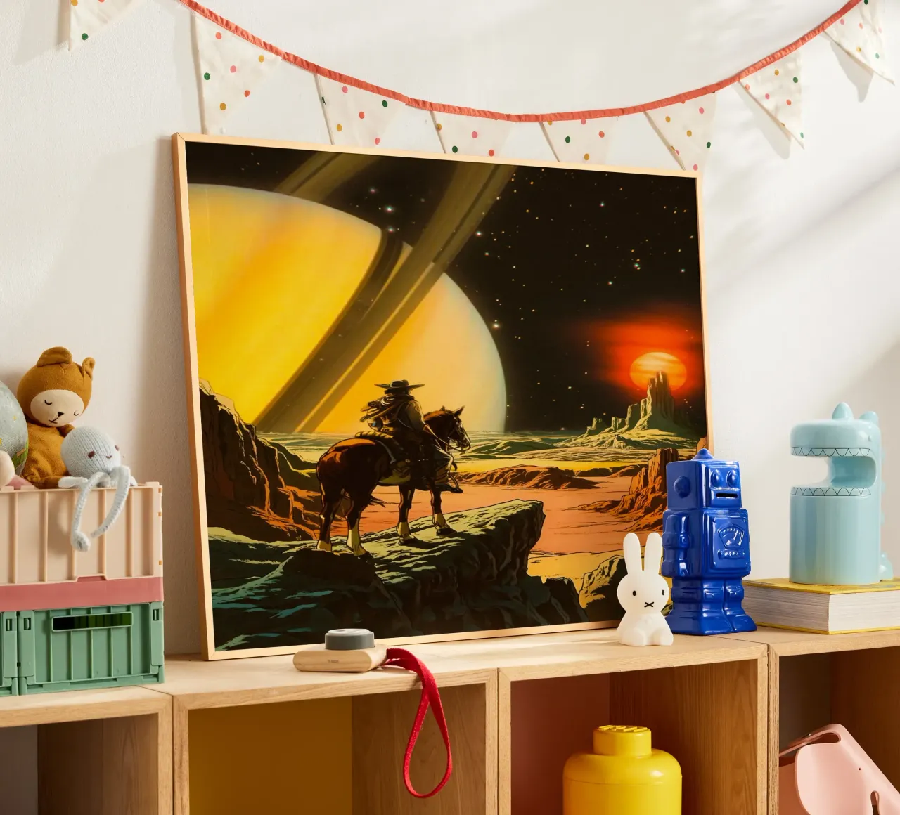 Cowboy cosmico poster con telaio in legno da Taudalpoi