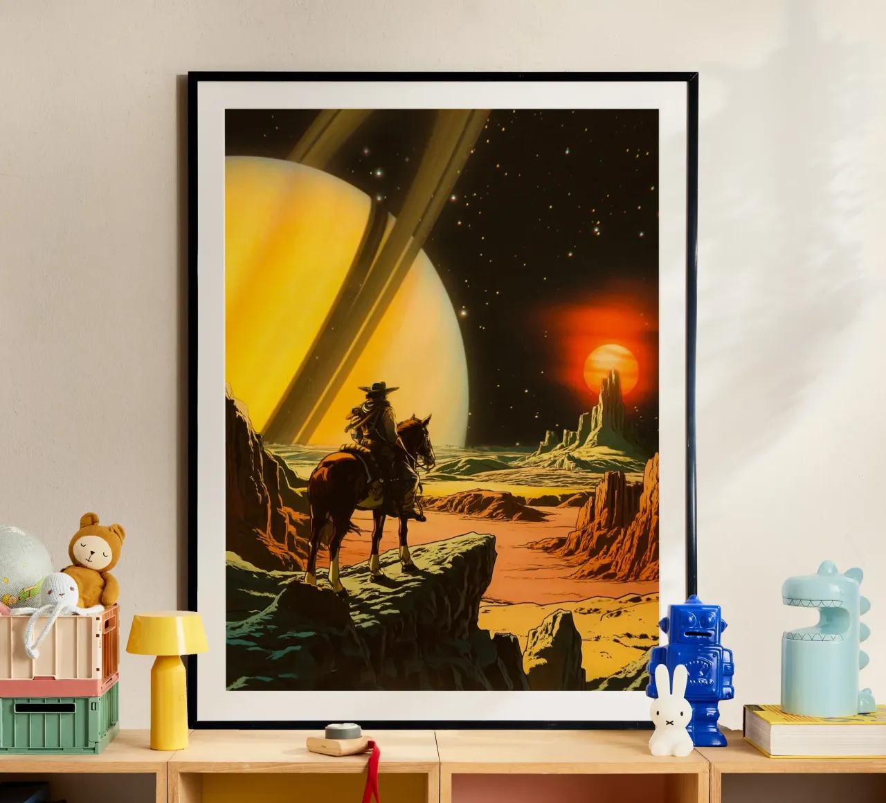 Cowboy cosmico poster con telaio in legno da Taudalpoi