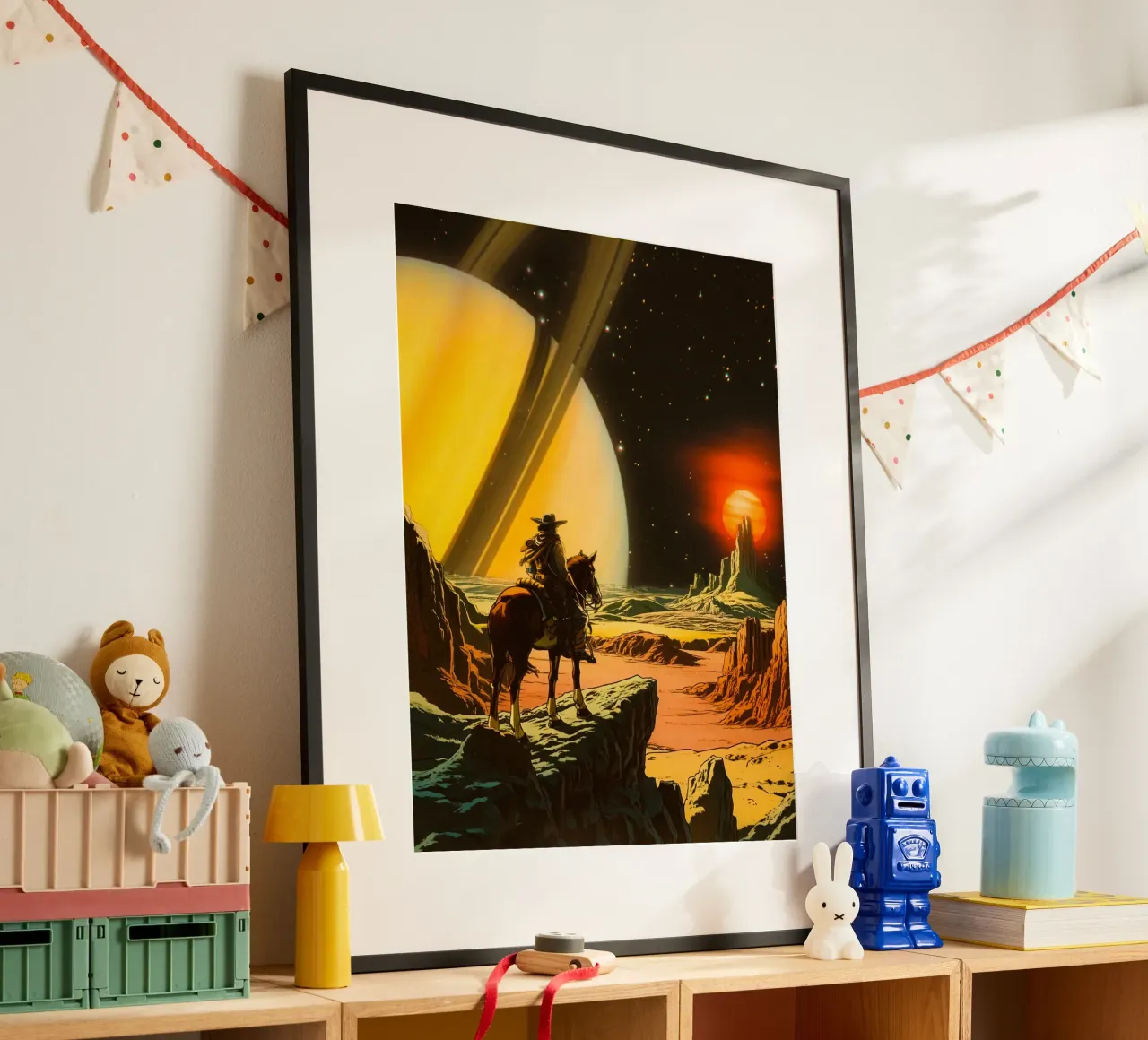 Cowboy cosmico poster con telaio in legno da Taudalpoi