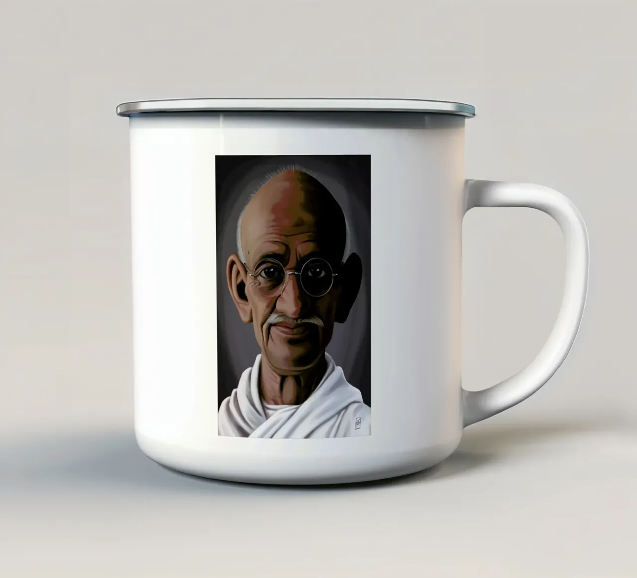Mahatma Gandhi tazza in smalto da Rob Art | Illustration